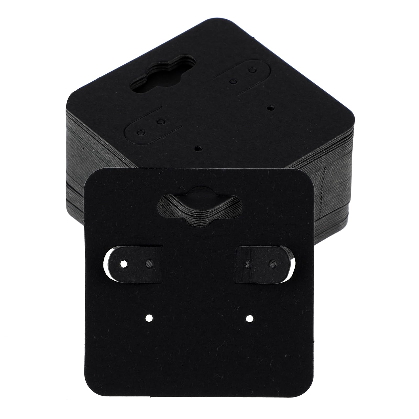 100 Pcs Kraft Earring Display Cards - Blank Jewelry Packaging with 6 Holes for Hanging Earrings | Durable Cardboard Earring Holders for Retail Stores, Craft Shows & Online Boutique Jewelry Displays (Black)