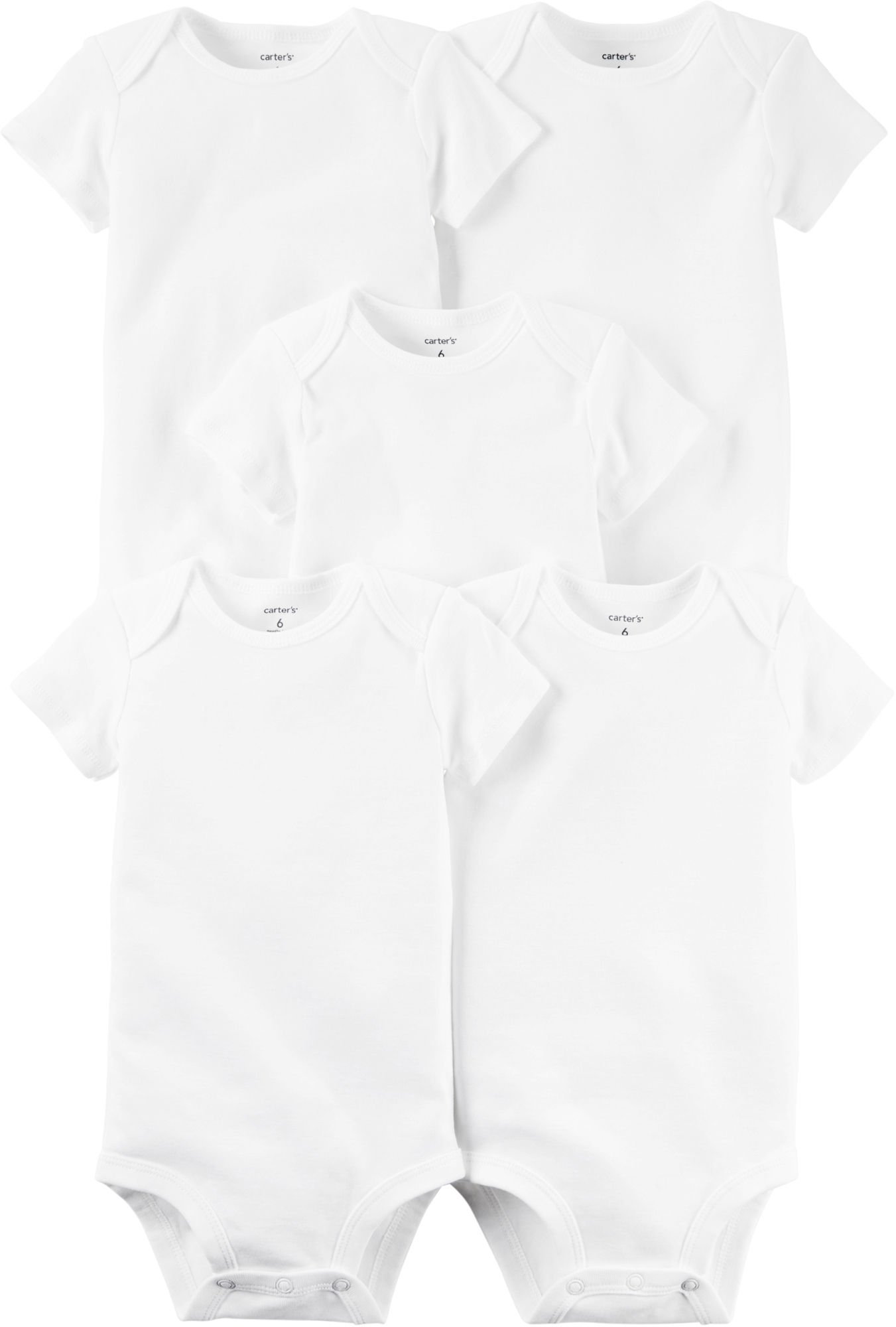 Carters Unisex Baby 5-Pack Short Sleeve Original Bodysuits - Soft Cotton Onesies for Newborns & Infants, White, 12 Months - Perfect for Everyday Wear, Playtime & Photo Shoots