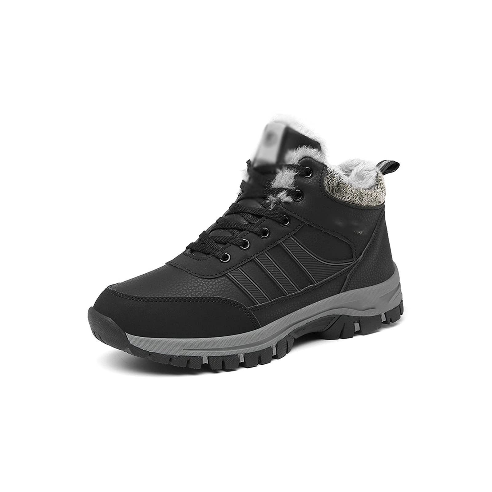 **GAGC Men's Waterproof Winter Snow Boots - Leather Hiking Boots for Outdoor Work & Cold Weather - Super Warm Ankle Boots for Men (Black, Size 9) - Ideal for Snowy Trails, Construction Sites & Daily Winter Wear**