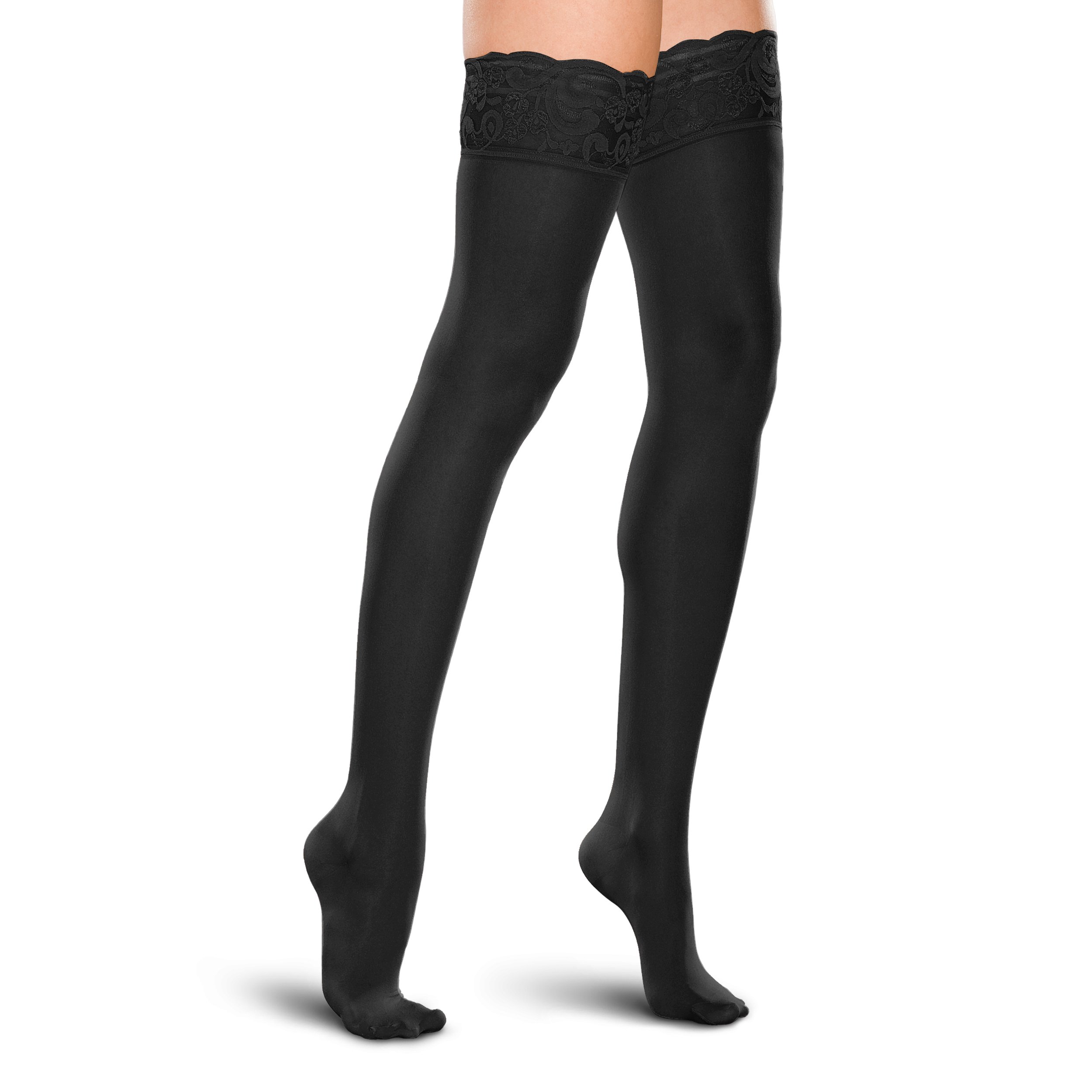 THERAFIRM Women's Lace-Top Thigh High Compression Stockings 20-30mmHg - Moderate Support Medical Hosiery for Varicose Veins & Swelling Relief - Perfect for Nurses, Travel & Everyday Comfort