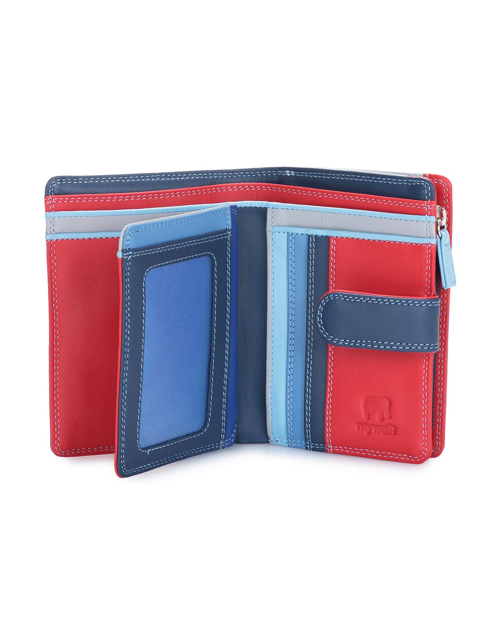Mywalit Medium Snap Leather Wallet for Men & Women - 9 Card Slots, ID Window & Zip Coin Pocket | Royal Blue | Stylish Compact Bifold Wallet | Perfect for Everyday Use, Travel & Business (Gift Idea)