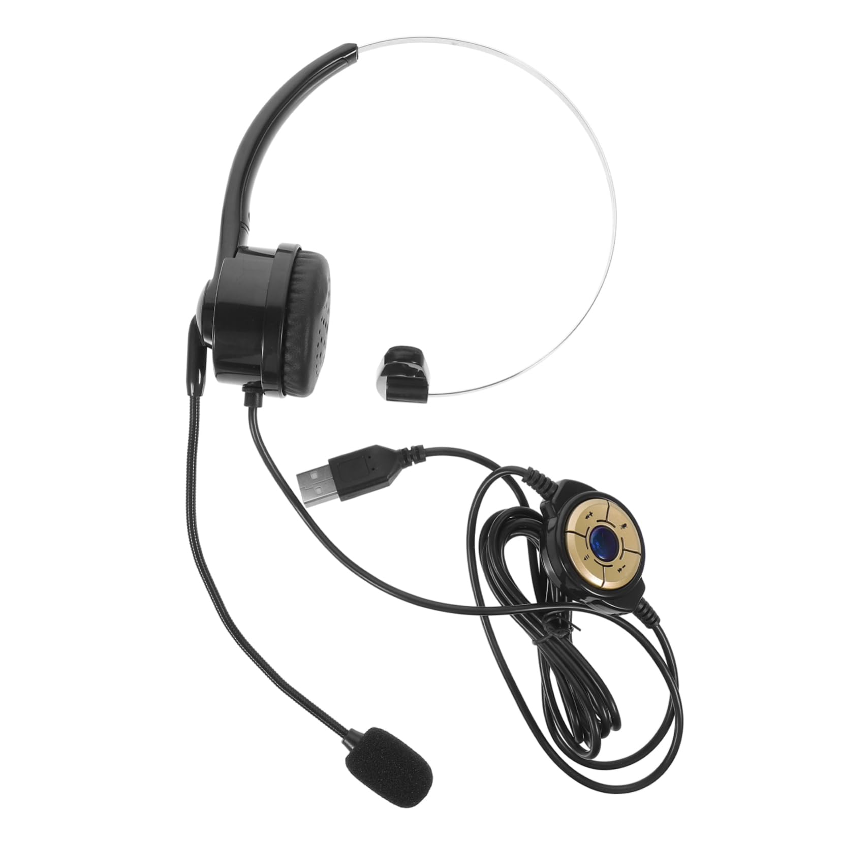 Jojofuny 5-Pack Single Ear Headphones with Microphone - Lightweight Corded Headset for Live Streaming, Gaming & Call Centers - Memory Foam Ear Pads for Comfort (Ideal for DJs, Podcasters & Office Use)