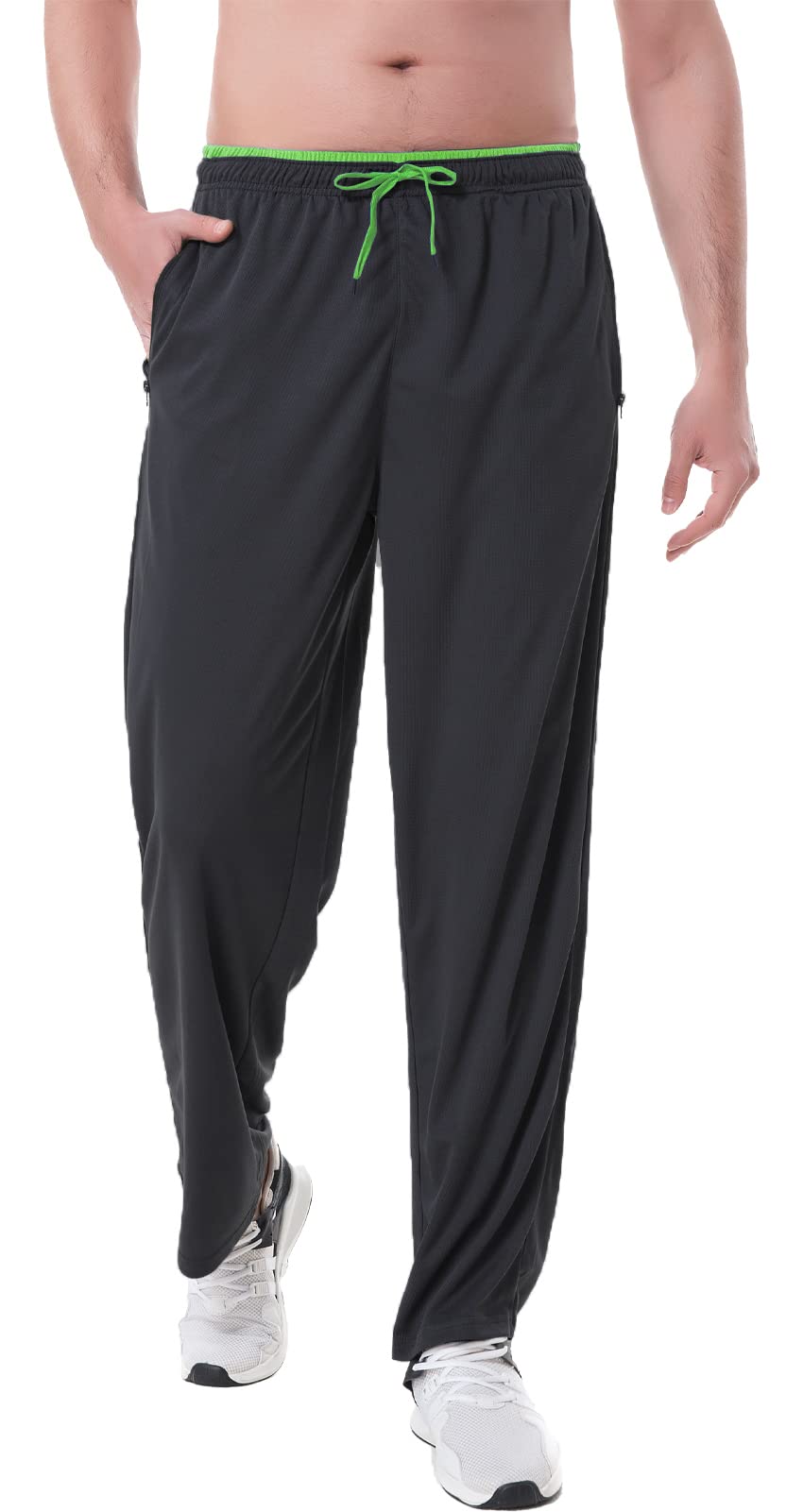 Men's Lightweight Sweatpants with Zipper Pockets - Open Bottom Jogging Pants for Gym, Running & Workout Training - Perfect for Outdoor Exercise & Casual Wear