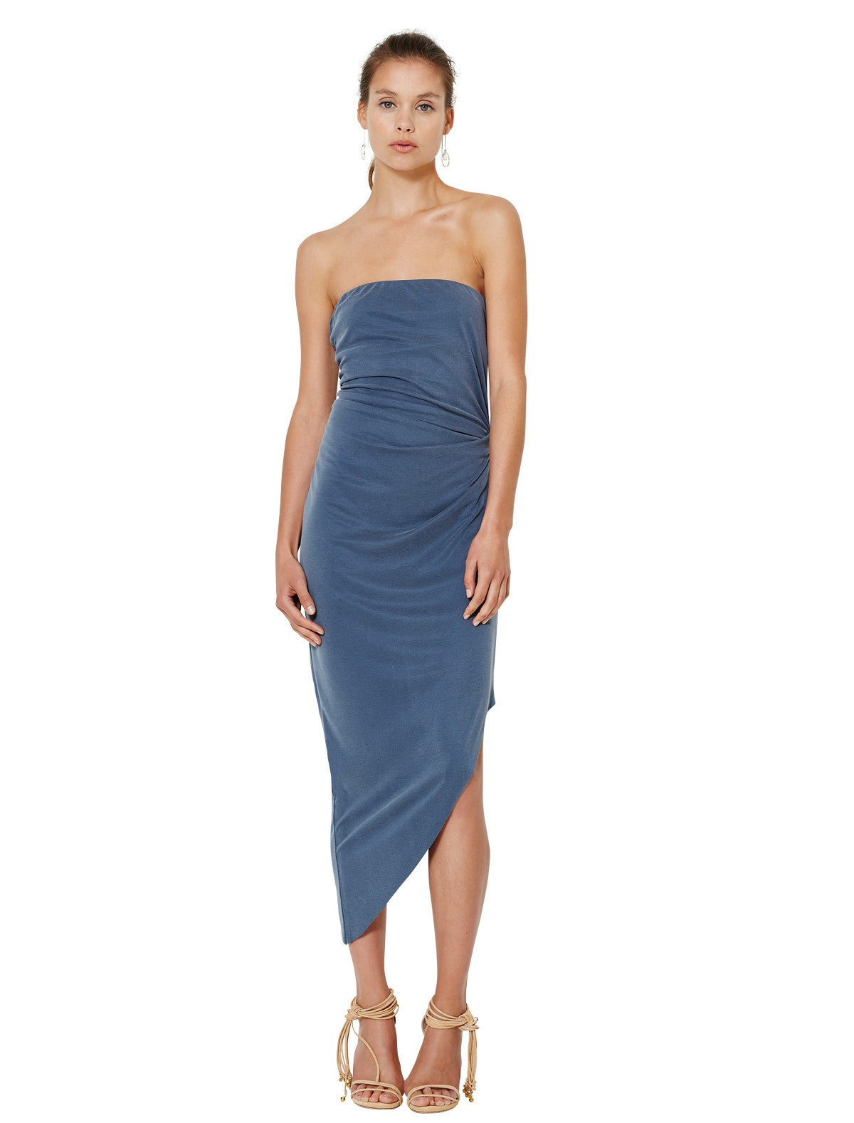 Delphine Strapless Dress in Steele Blue - Elegant Formal Gown for Weddings, Prom & Evening Events