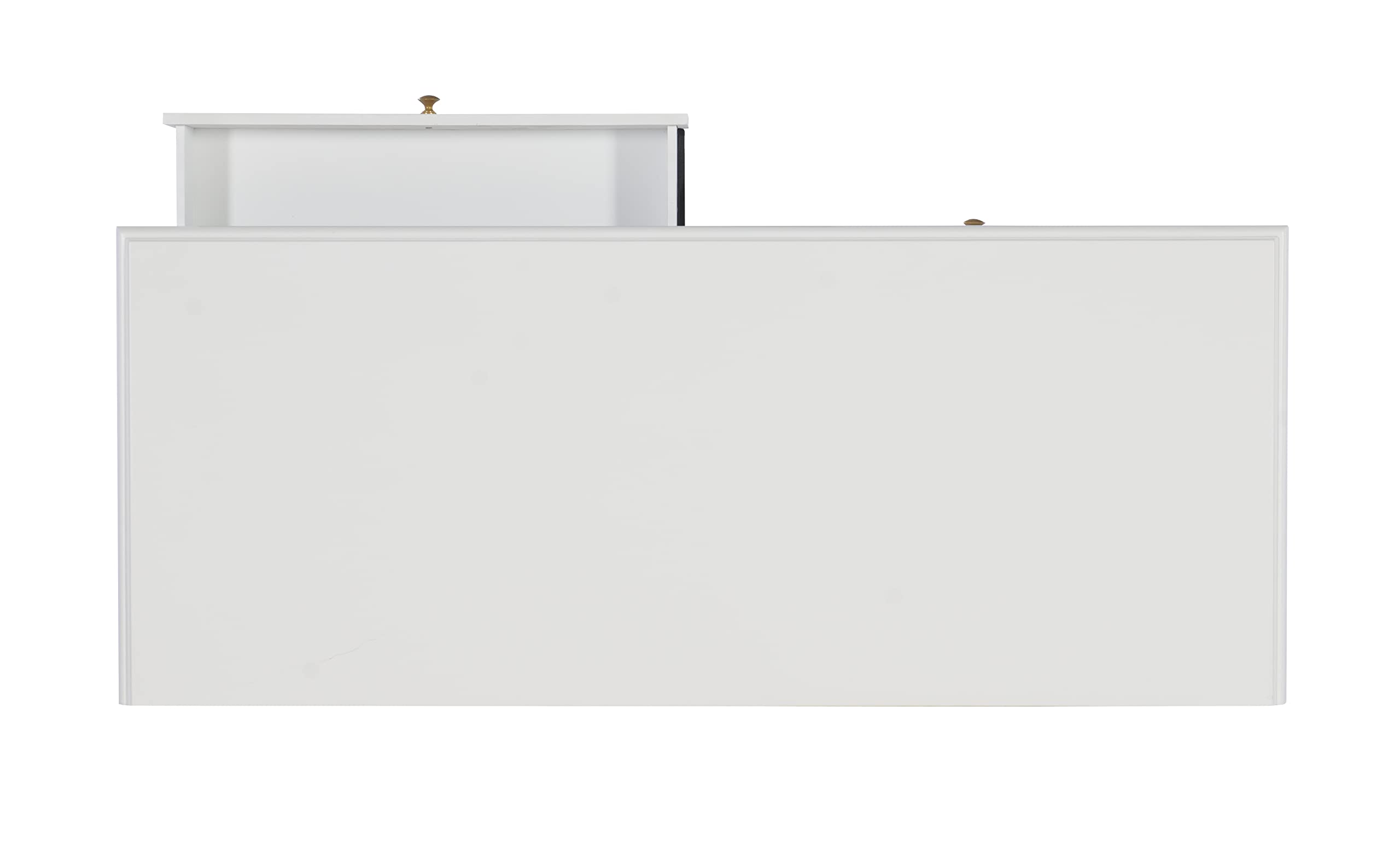 Linon Harli White Two-Drawer Campaign Desk - Compact Home Office Writing Table with Storage | Perfect for Small Spaces, Dorm Rooms & Workstations