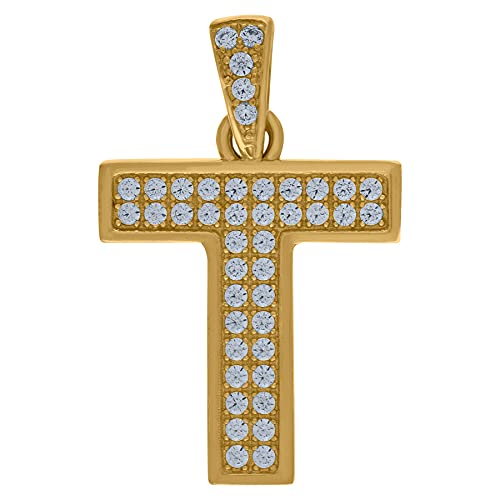 10K Yellow Gold CZ Cubic Zirconia Simulated Diamond Personalized Monogram Initial Pendant Necklace for Men & Women - Perfect Gift for Anniversary, Birthday & Special Occasions