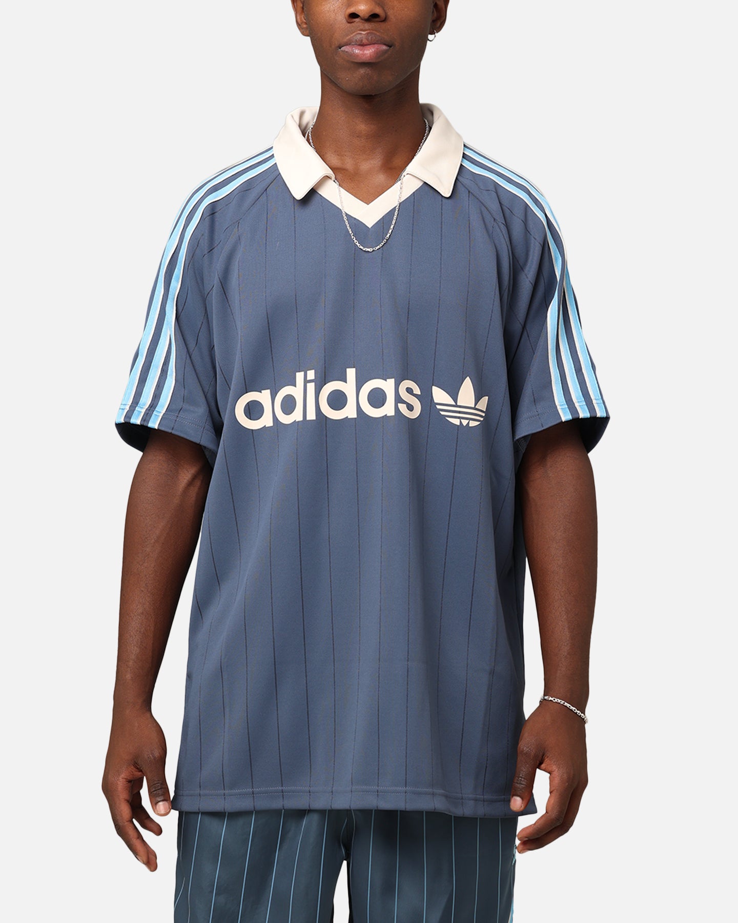 Adidas Pinstripe Jersey - Vintage Soccer Jersey for Men - Authentic Preloved Ink Design - Perfect for Match Days & Casual Wear