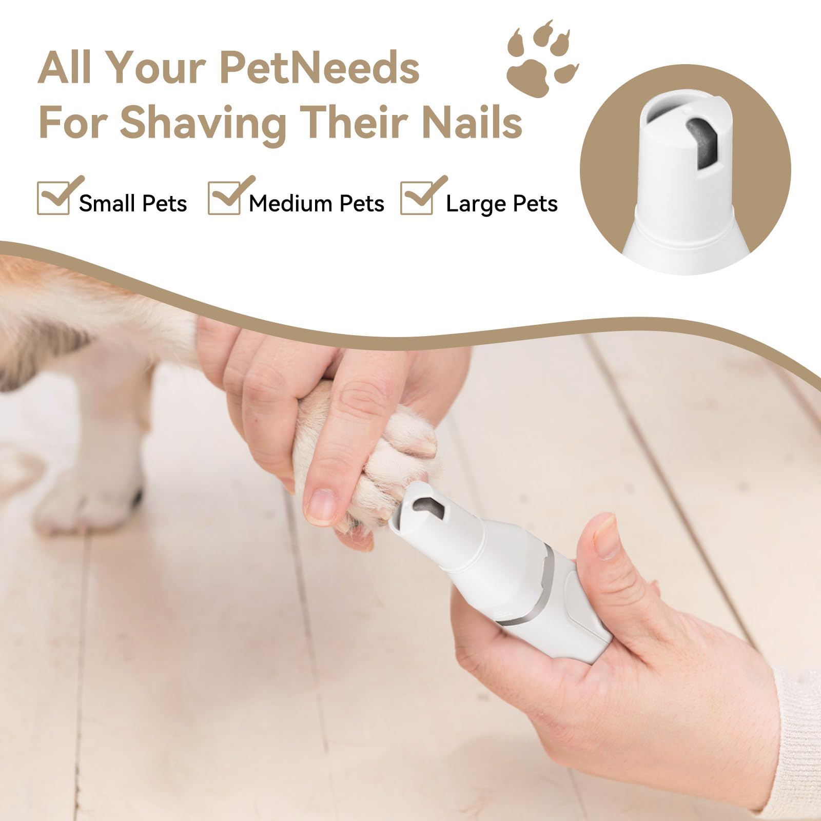 6-in-1 Quiet Dog Nail Grinder & Paw Trimmer Kit - Rechargeable Pet Grooming Clippers with Stainless Steel Scissor, Comb & IPX7 Waterproof - Perfect for Small to Medium Dogs at Home Grooming