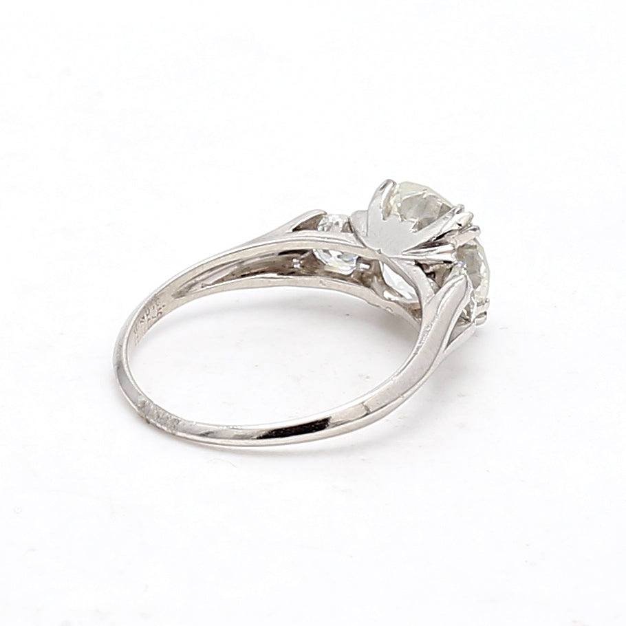 2.79 Carat Old European Cut Diamond Engagement Ring in 14K White Gold - Vintage Style Wedding Band for Women, Perfect for Proposals & Anniversaries
