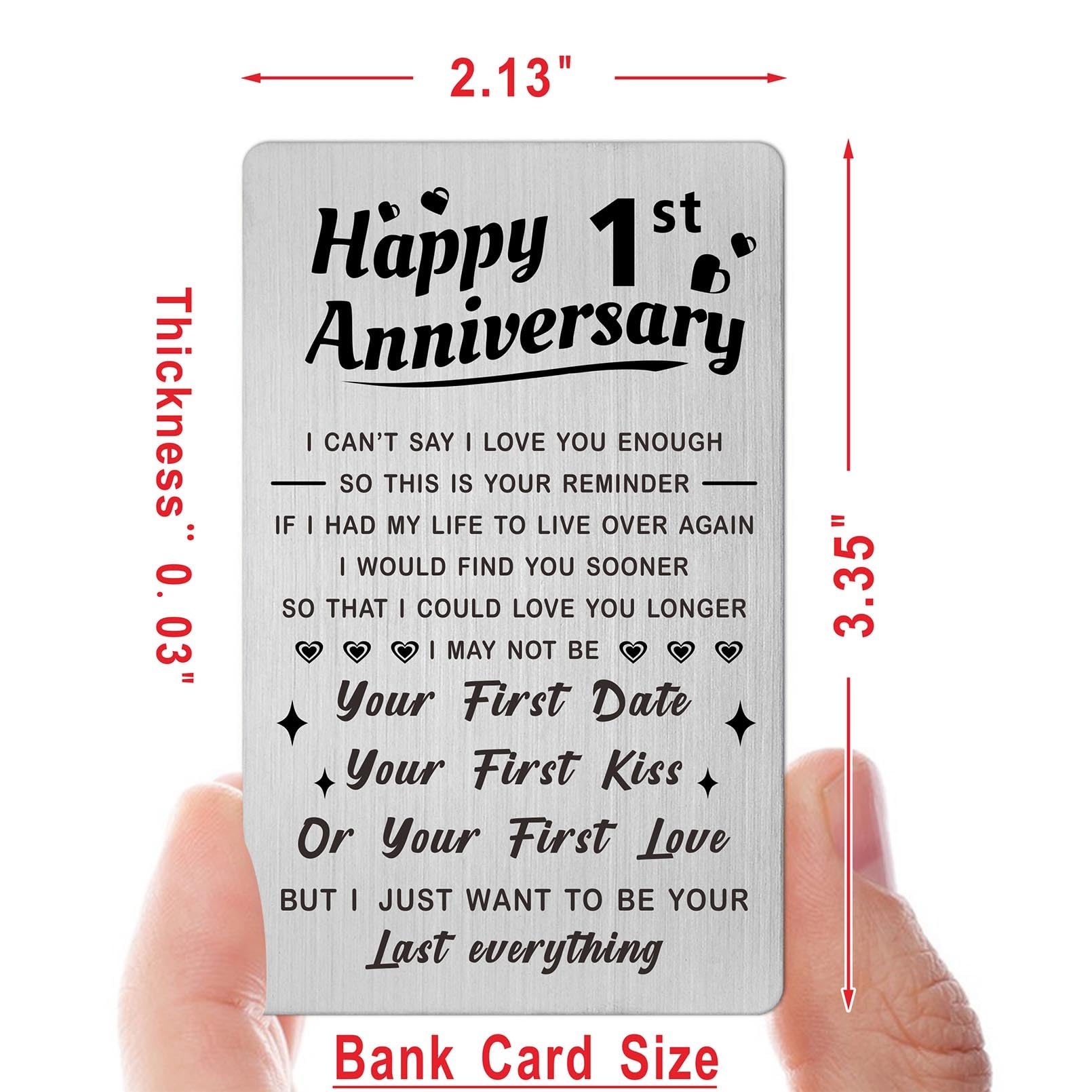 Jzxwan 1st Anniversary Card - Romantic Wedding Anniversary Gift for Husband, Wife, Boyfriend or Girlfriend - Perfect 1 Year Anniversary Present for Couples - Great for First Wedding Anniversary, Valentine's Day & Romantic Occasions