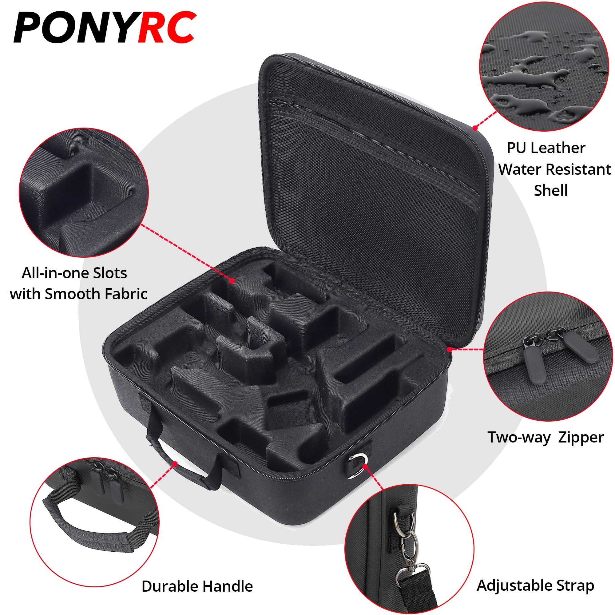 Waterproof DJI Ronin RS 4 Carrying Case - PU Leather Travel Bag for 3-Axis Gimbal & Accessories - Perfect for Outdoor Filming