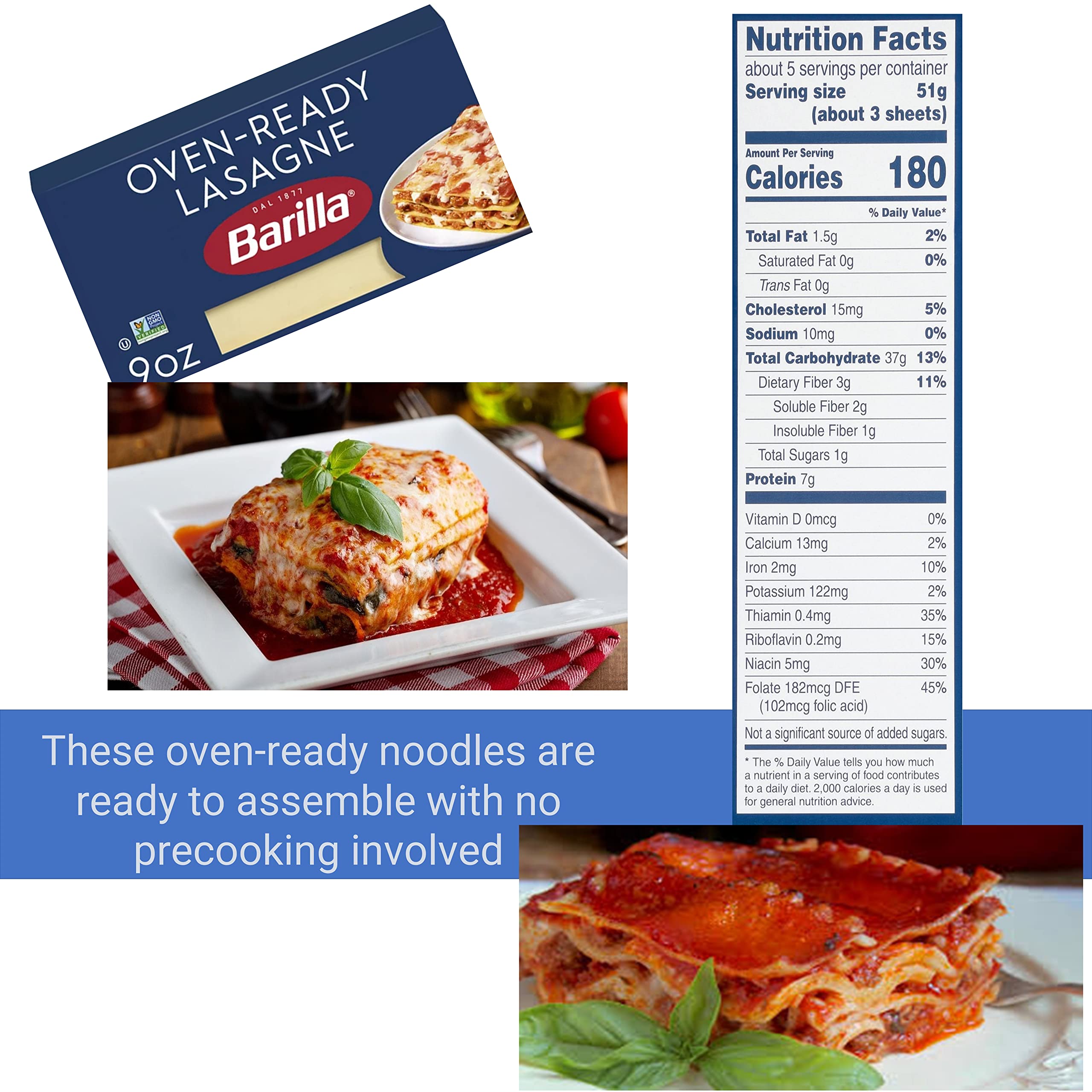 Barilla Oven Ready Lasagna Noodles & Pasta Sauce Bundle - No Boil Lasagna Sheets (2 Pack) with Thick & Zesty Spaghetti Sauce (2 Pack) + Free Grocery List Pad - Perfect for Quick Family Dinners, Meal Prep & Italian Cooking