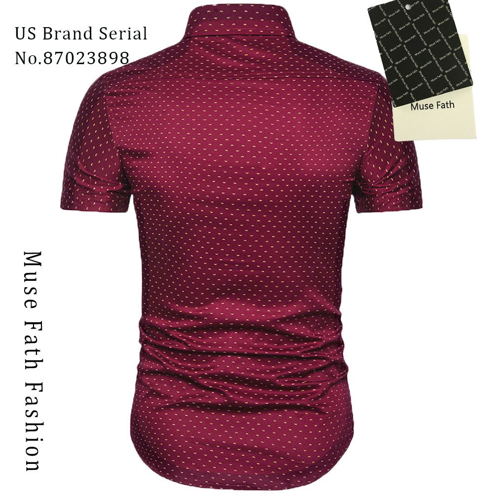 MUSE FATH Men's Printed Dress Shirt | 100% Cotton Casual Short Sleeve Button Down Shirt | Regular Fit Business & Party Wear | Office, Wedding & Summer Outfits