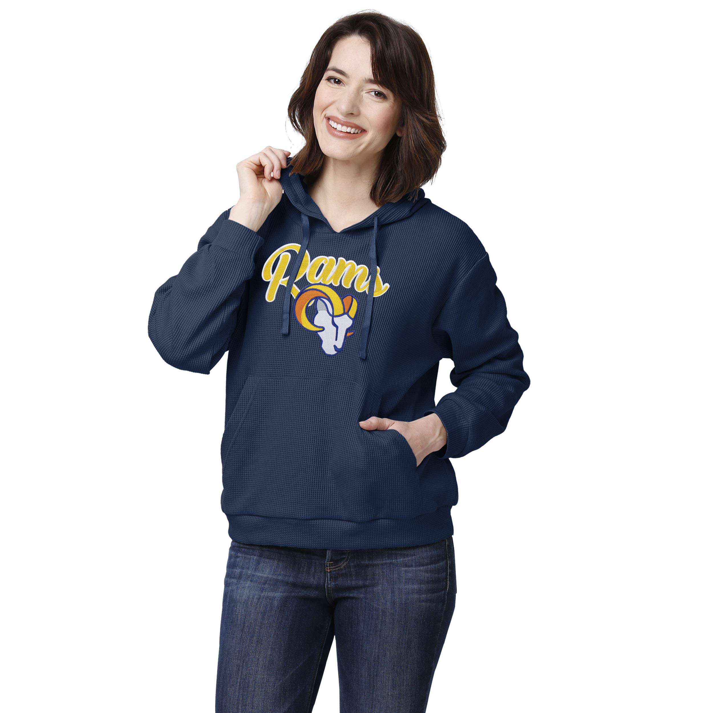 FOCO Women's Team Color Waffle Knit Sweater - Soft & Cozy Pullover for Casual Wear, Lounging at Home, Game Day Outfits & Winter Fashion