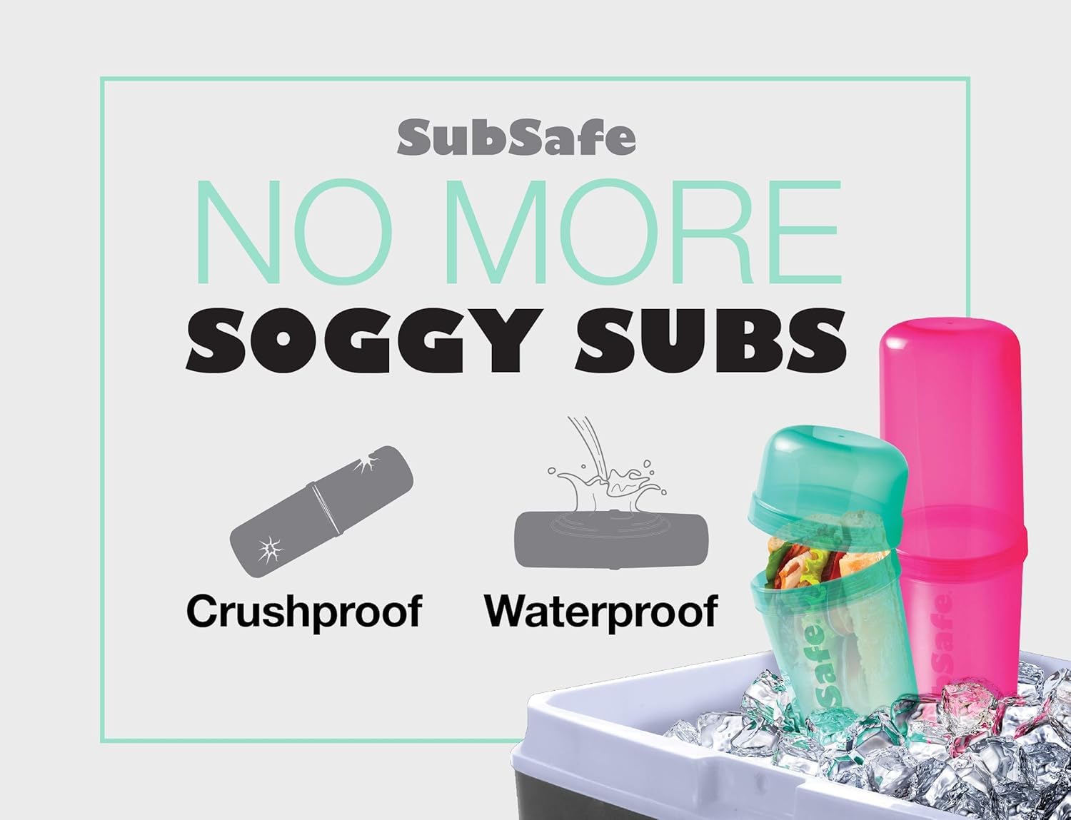 SubSafe Waterproof Sandwich Container - BPA-Free Plastic Food Storage Box with Glitter in Neon Purple | Perfect for Picnics, Beach Trips & Lunch Boxes