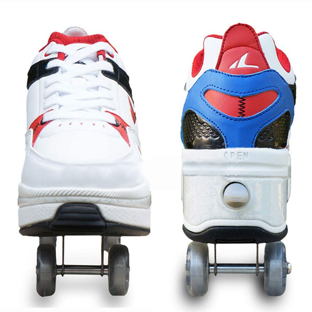 Women's Roller Skates - Adjustable Quad Wheels for Girls & Boys, Retractable Kick Roller Shoes for Adults & Kids, Outdoor Inline Skates for Parkour & Fun - Perfect for Parks, Rinks & Outdoor Adventures