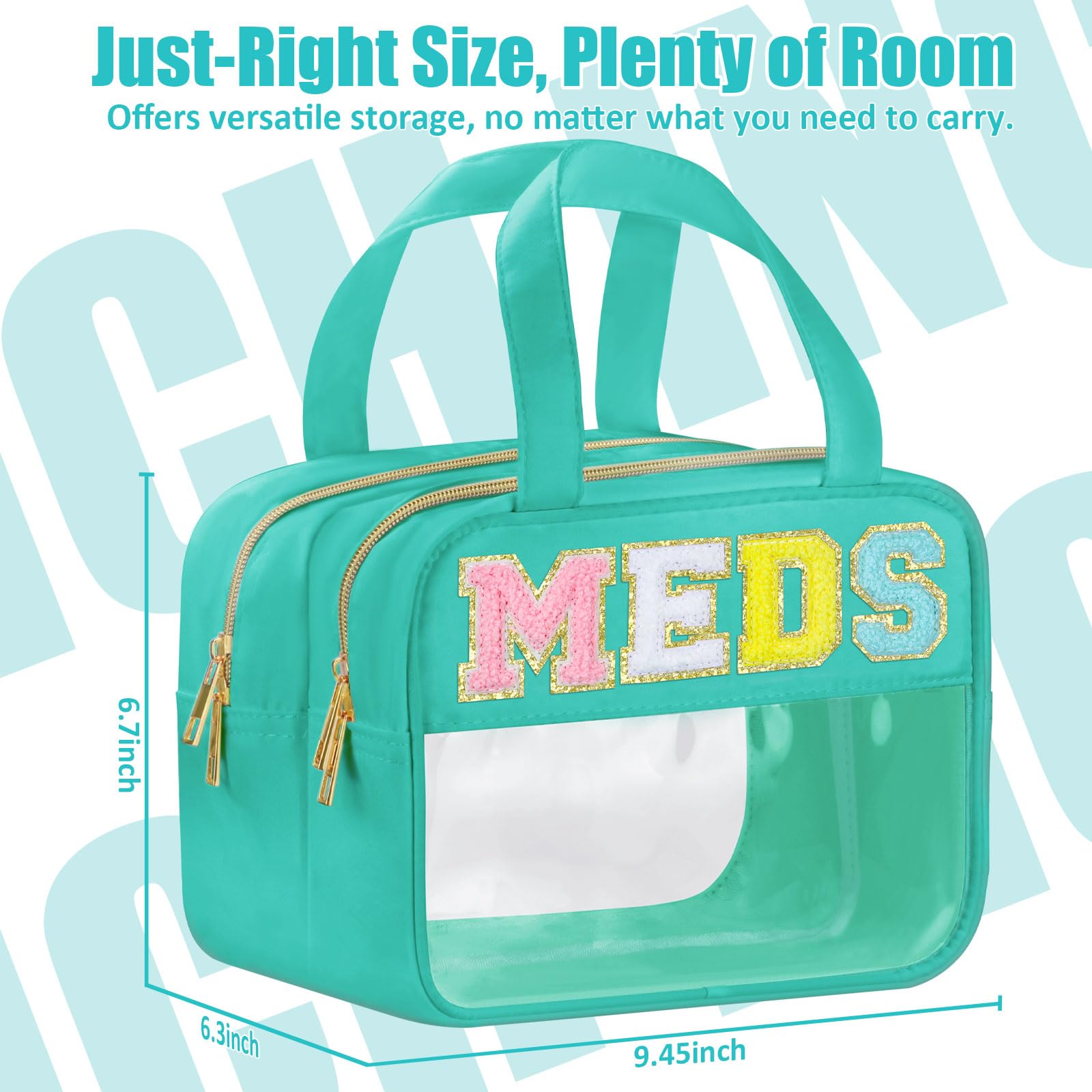 Waterproof Clear Travel Toiletry Bag for Women - Green Cosmetic & Medicine Storage with Zipper - Perfect for Travel & Daily Use