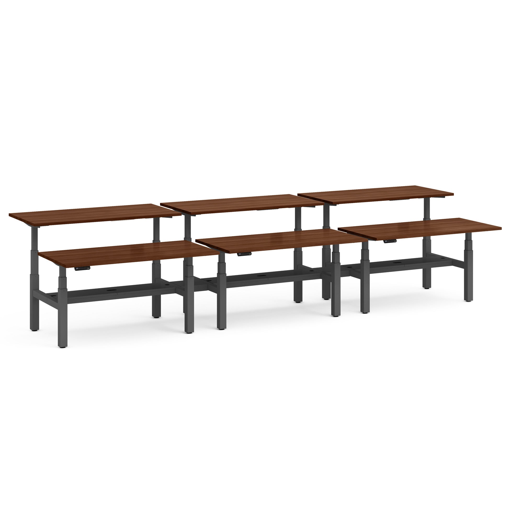 Adjustable Height Double Desk for 6 - Series L Ergonomic Office Workstation for Home & Office - Perfect for Shared Workspaces & Collaborative Environments