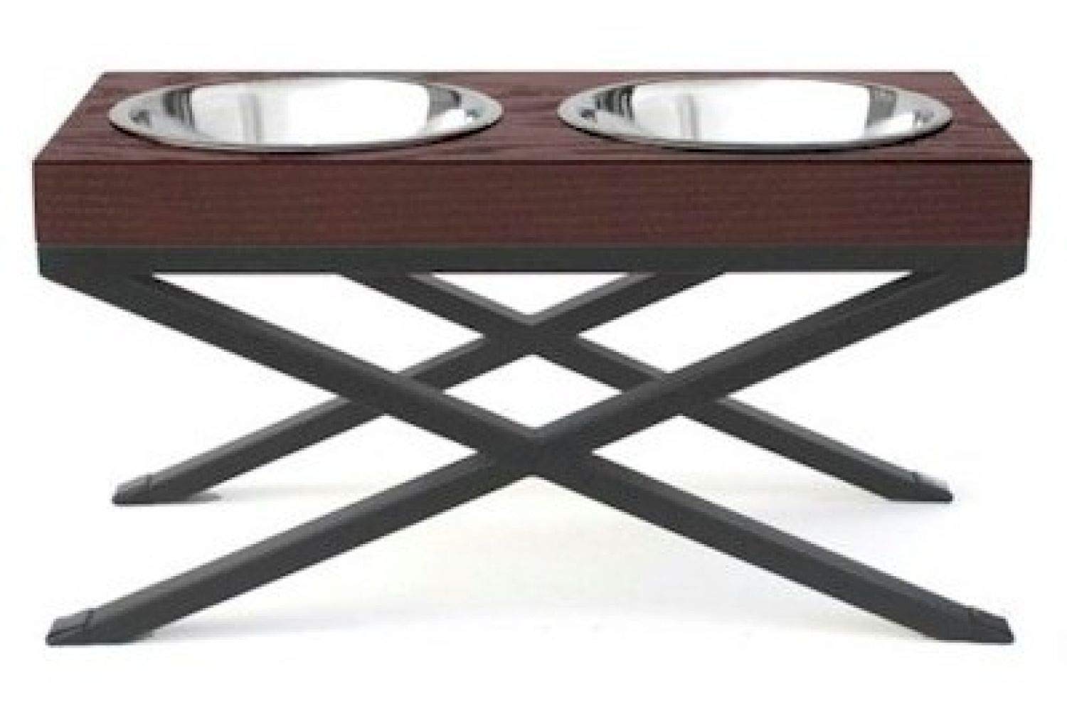 StarSun Depot PetsStop Woodsman Double Raised Dog Bowl - Large Stainless Steel Elevated Pet Feeder for Medium to Large Dogs - Perfect for Indoor/Outdoor Use, Kitchen, Patio or Travel