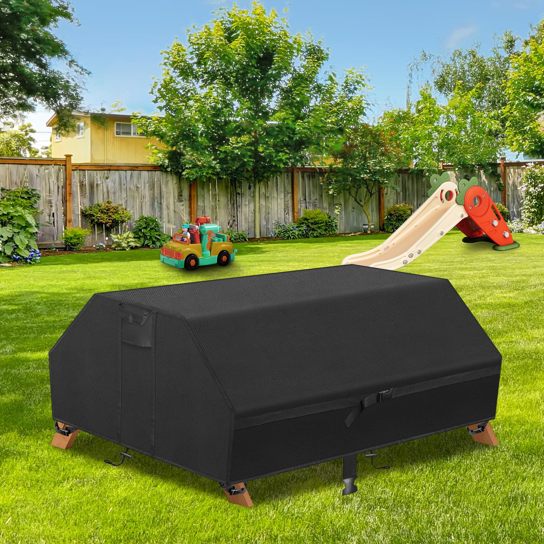 Heavy Duty Waterproof Kids Picnic Table Cover - 600D Oxford Cloth Windproof, Dustproof & UV Resistant - Outdoor Patio Table Bench Cover for Wooden Convertible Picnic Tables - Perfect for Backyard BBQs, Park Outings & Camping Trips