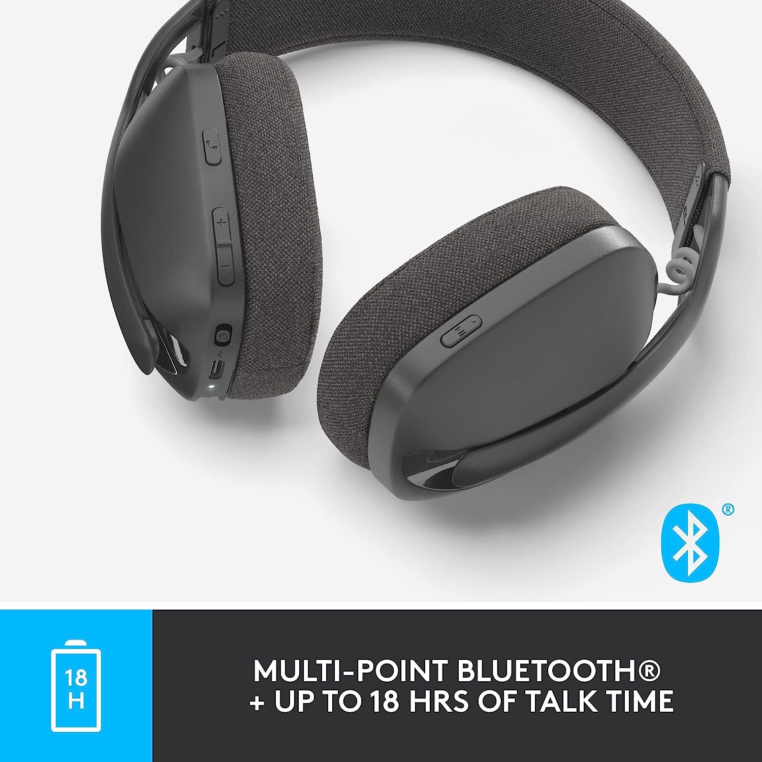 Logitech Zone Vibe 100 Wireless Headphones with Noise Cancelling Mic - Lightweight Over-Ear Design for Teams, Mac & PC (Renewed, Graphite) | Perfect for Remote Work, Online Meetings & Gaming