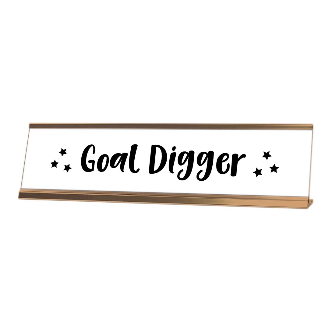 Goal Digger Desk Sign - Motivational Nameplate (2 x 8 Inch) - Perfect for Office Decor, Work Desk Inspiration & Gift for Entrepreneurs
