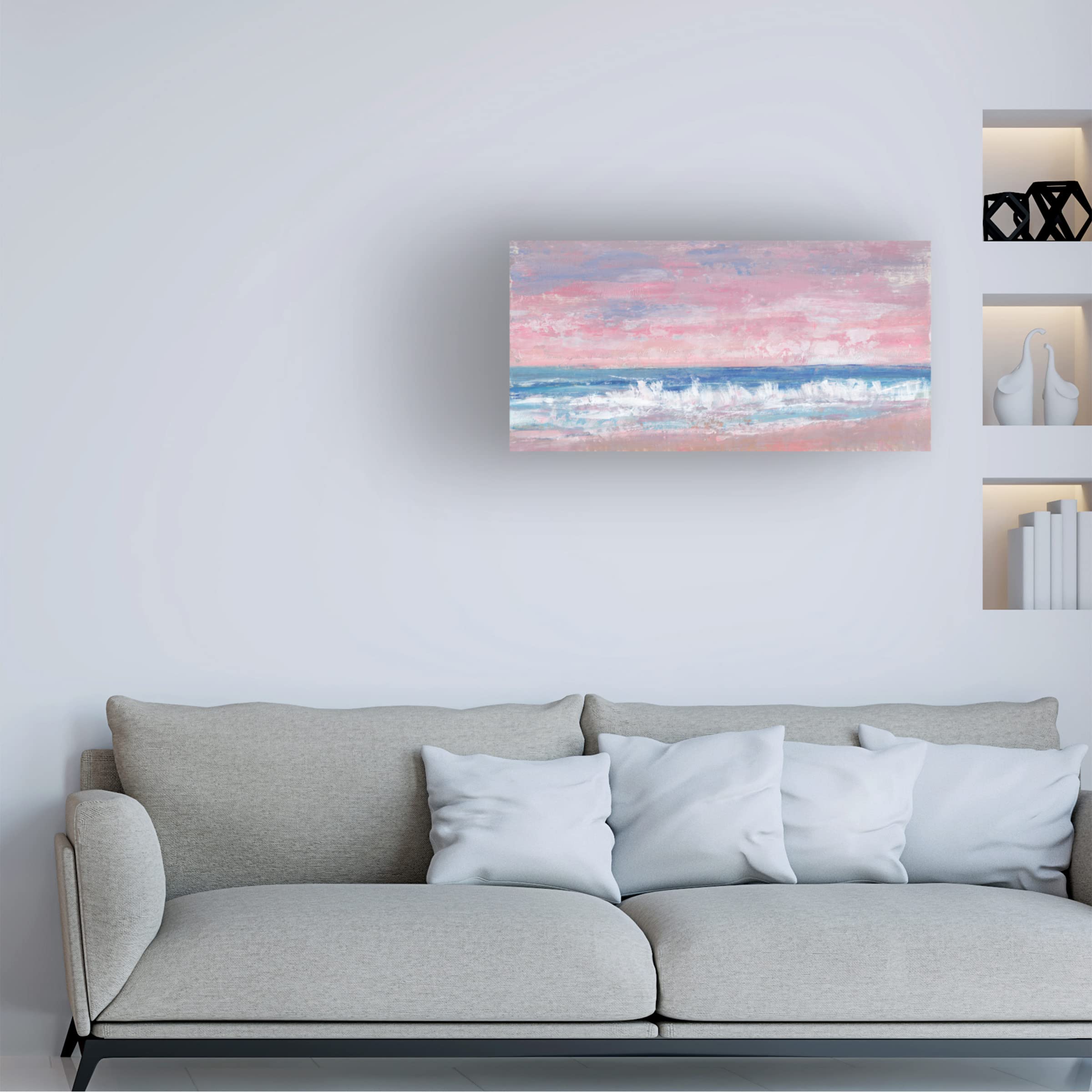 Trademark Fine Art 'Coastal Pink Horizon II' Canvas Wall Art by Tim OToole - Perfect for Beach House Decor, Living Room & Bedroom Wall Decor