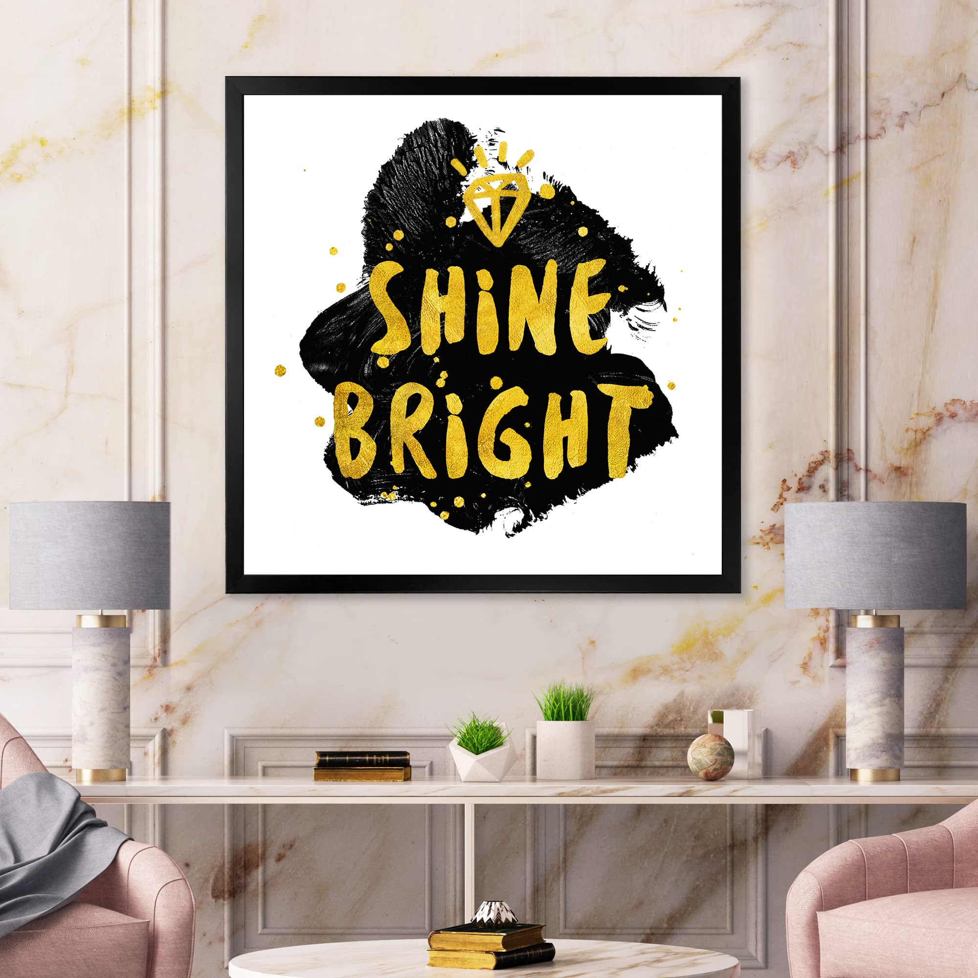 DesignQ Shine Bright Glam Framed Wall Art - Elegant Home Decor for Living Room, Bedroom & Office - Perfect for Modern Interior Design & Gift Giving
