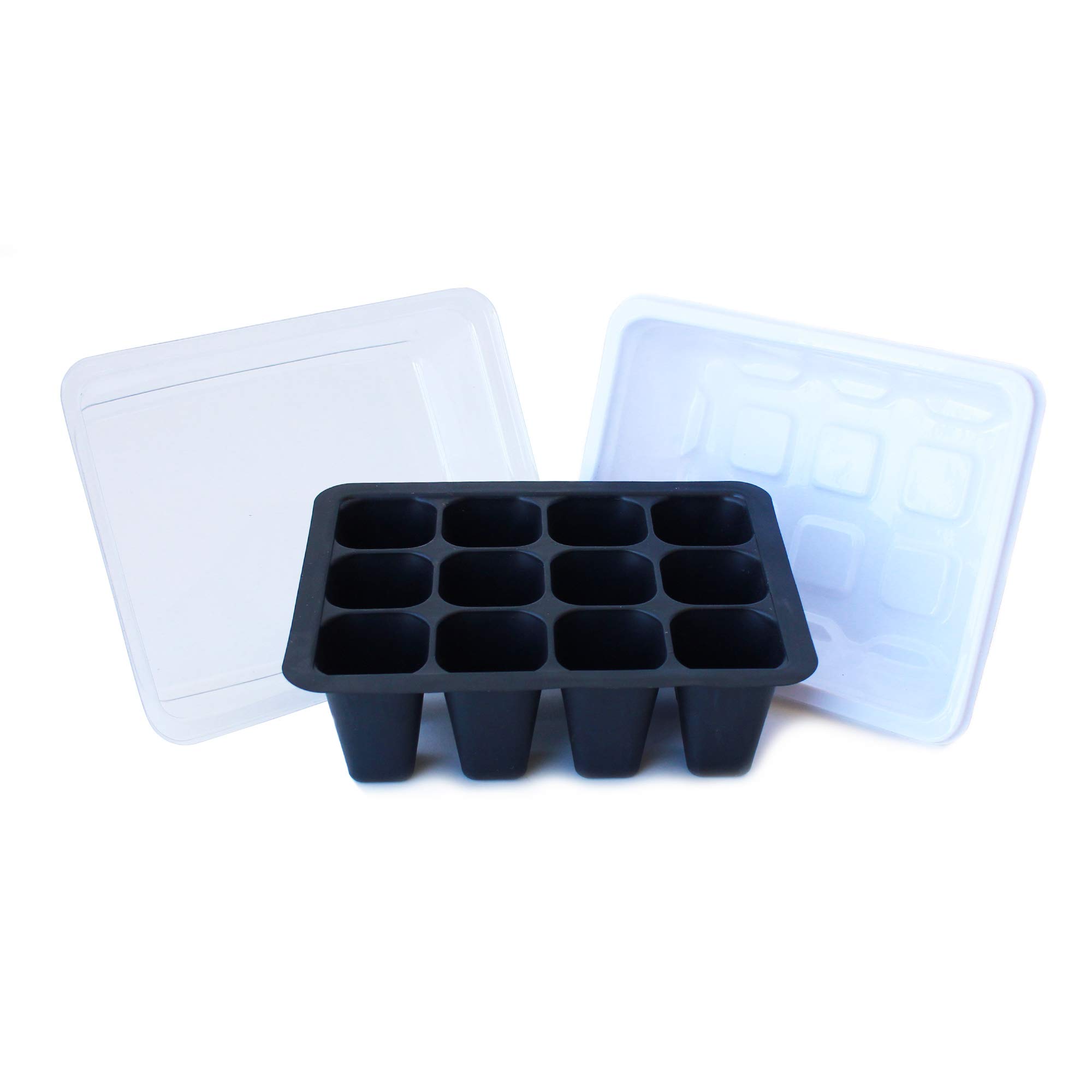 12-Cell Seed Starter Tray Set with Dome - 5 Pack for Gardening & Greenhouse