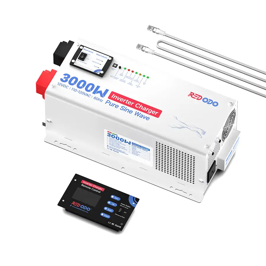 Redodo 3000W Pure Sine Wave Power Inverter with Built-in Charger - Perfect for RVs, Camping, Boats & Off-Grid Power Supply