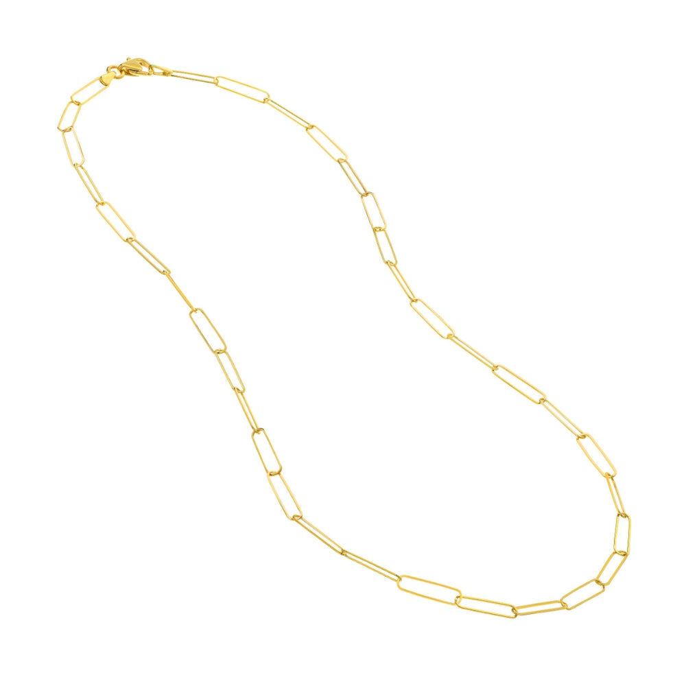 14K Gold Paper Clip Chain Necklace for Women - Dainty Minimalist Layering Jewelry - Perfect for Everyday Wear, Gifts & Special Occasions