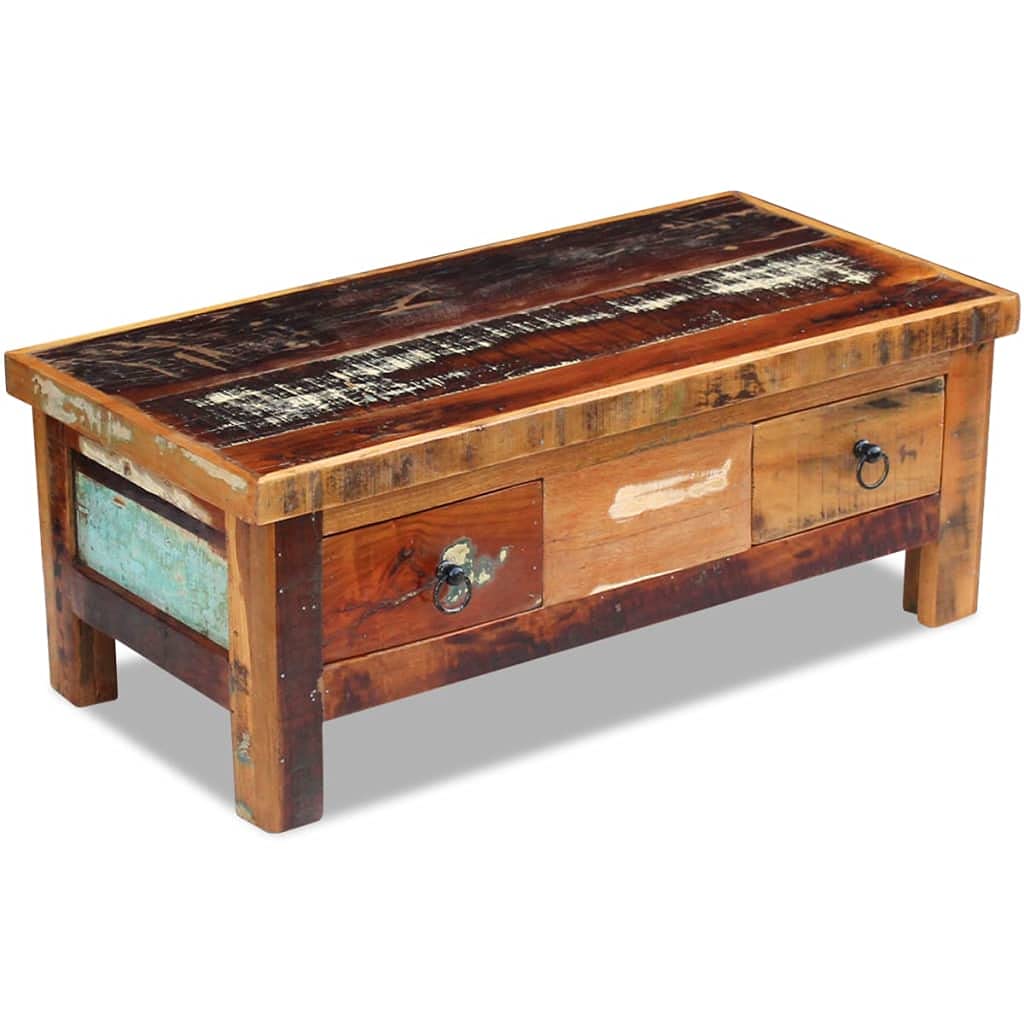 Vintage Industrial Coffee Table - Rustic Farmhouse Solid Wood Tea Table for Living Room & Office