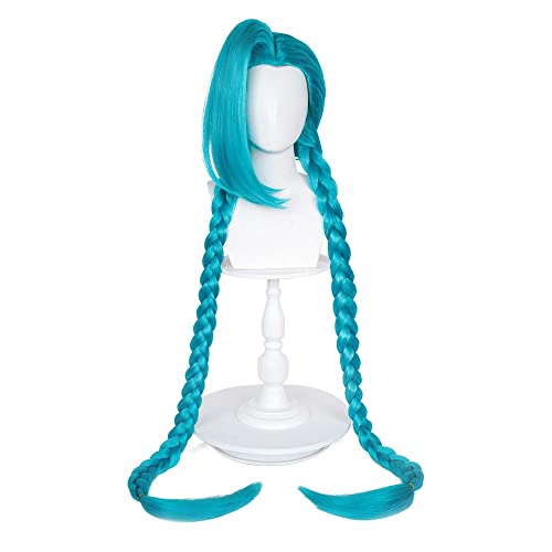 Jinx Arcane League of Legends Blue Long Braid Cosplay Wig - Anime Lol Costume Hair for Women | Halloween Cosplay, Comic Con & Themed Parties