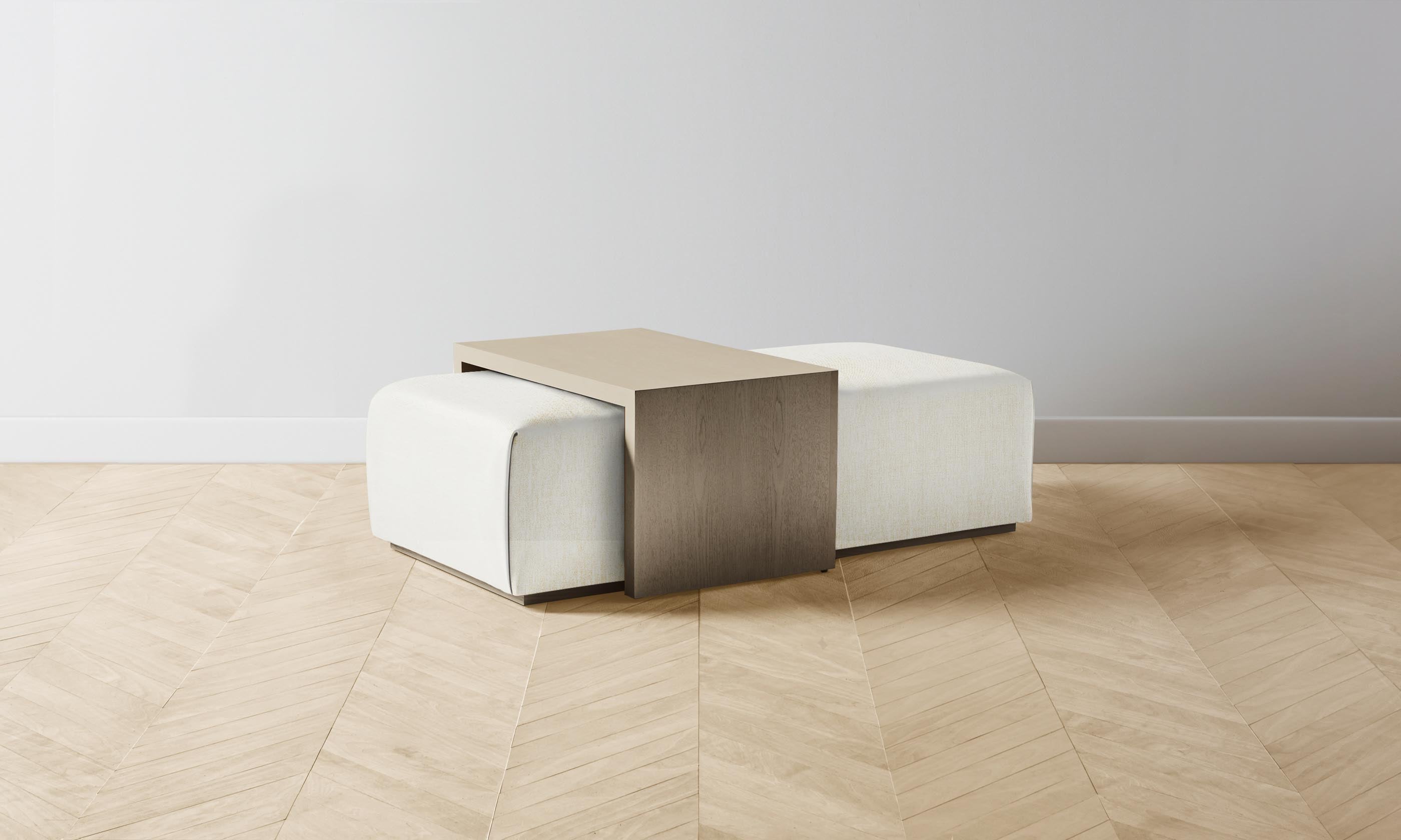 The Bowery Ottoman - Performance Tweed Salt - Stylish & Durable Footrest for Living Room, Bedroom, or Office