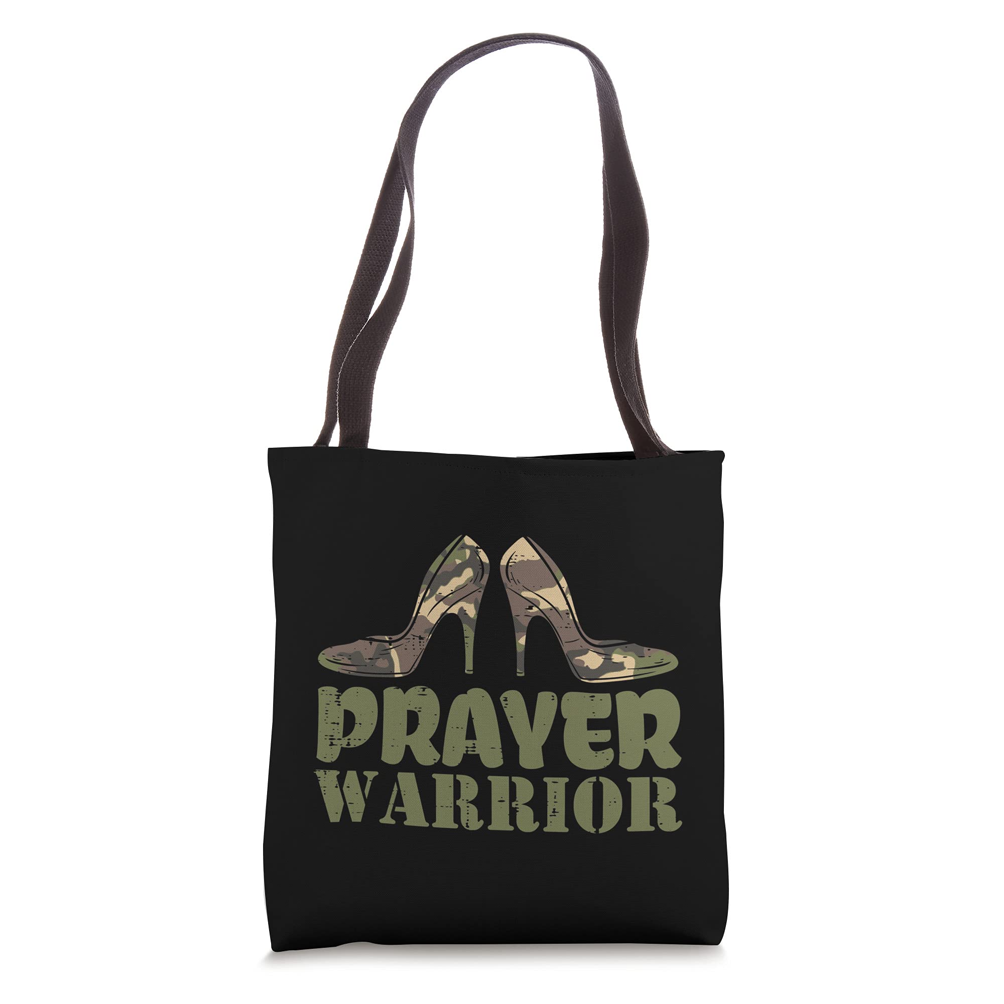 Christian Camo Heels Prayer Warrior Tote Bag for Women - Faith & Jesus Inspired Design - Perfect for Church, Bible Study & Daily Devotion