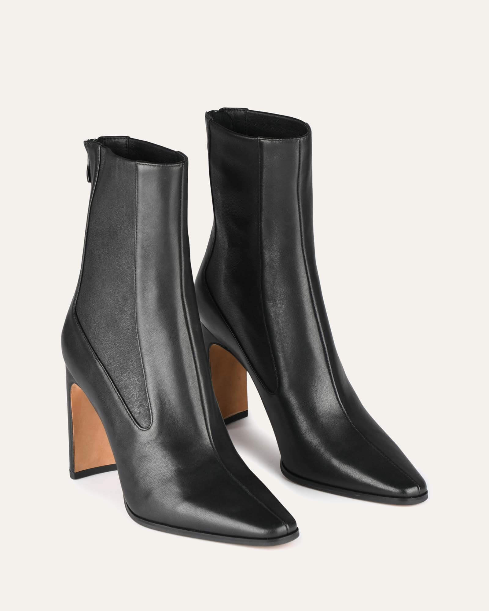 JUNE High Ankle Boots - Women's Black Leather Boots for Fall & Winter | Stylish & Comfortable for Casual Outfits, Work & Date Nights