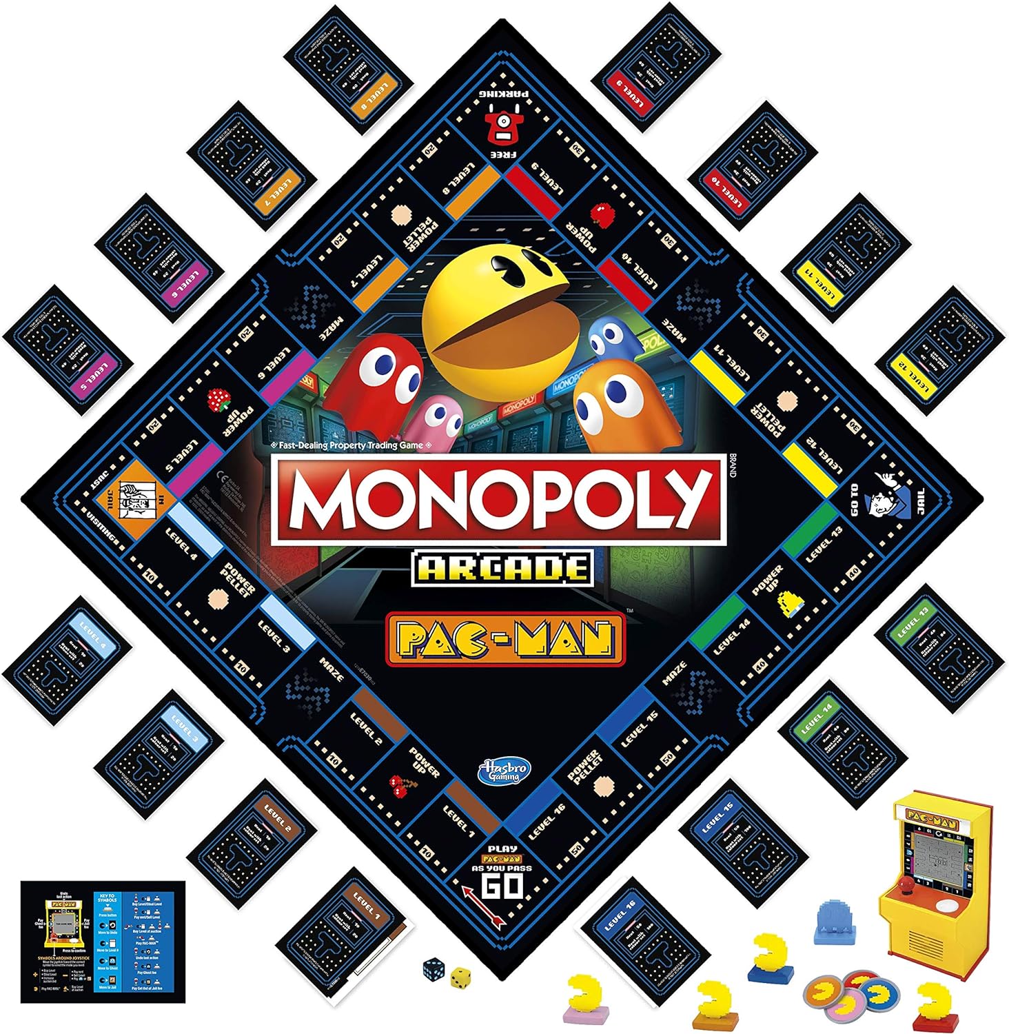 Monopoly Arcade Pac-Man Edition Board Game - Family Fun Night & Nostalgic 80s Gaming Experience for Kids & Adults