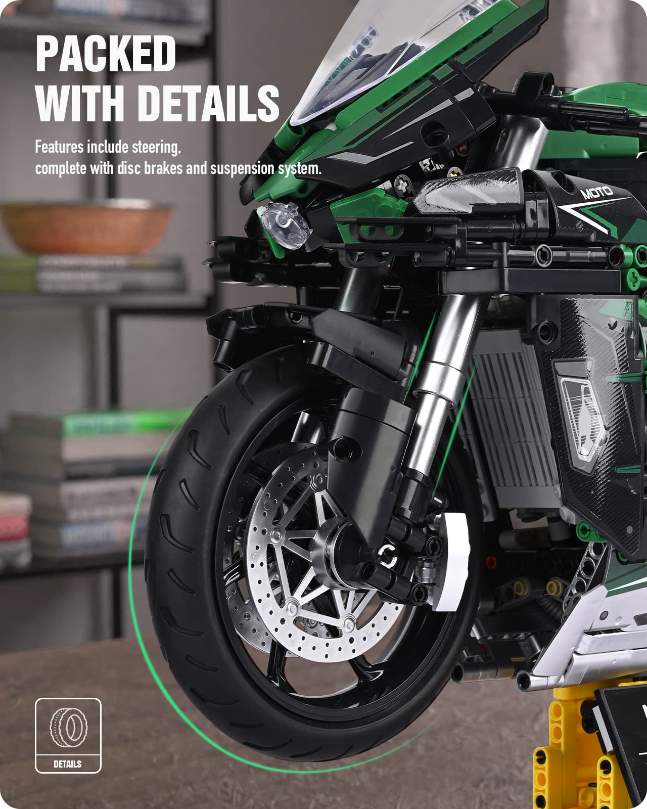 Nifeliz H2 Motorcycle Model Kit - 2088 PCS Adult Building Set for Home Display & Gift