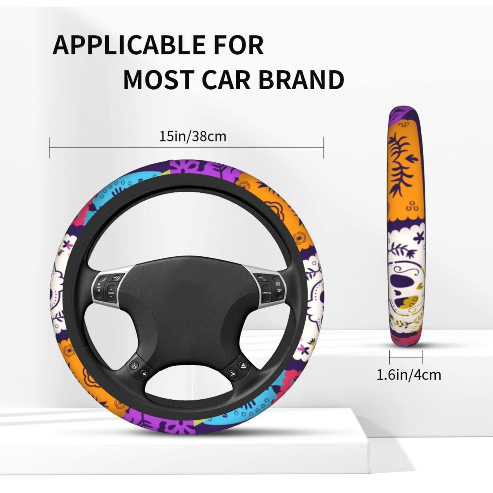 Authentic Mexican Print Neoprene Steering Wheel Cover - Universal 15 Inch Car Wheel Protector with Vibrant Mexico Design, Cute Automotive Accessory for Cars & Trucks - Perfect for Road Trips, Daily Commutes & Personalized Style Upgrade