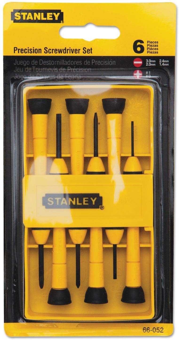 Stanley Tools 6-Piece Precision Screwdriver Set with Magnetic Tips - Black & Yellow Handle for Electronics, Eyeglasses, and Small Appliances Repair