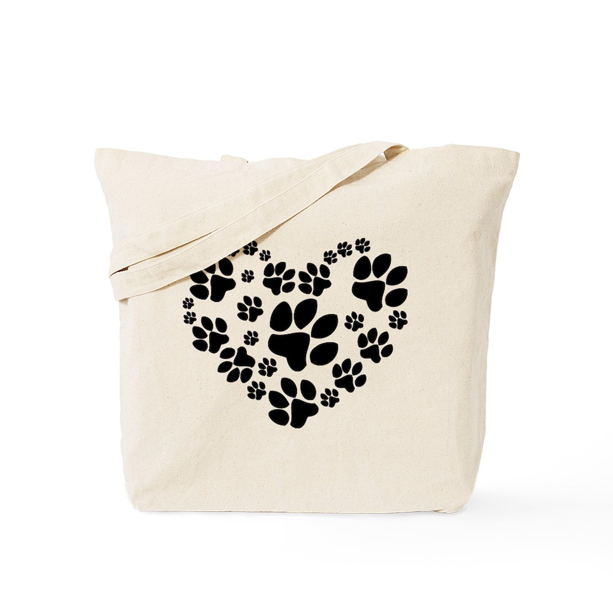 Paws Heart Tote Bag - Natural Canvas Reusable Shopping Bag for Groceries, Beach & Everyday Use | Eco-Friendly & Durable
