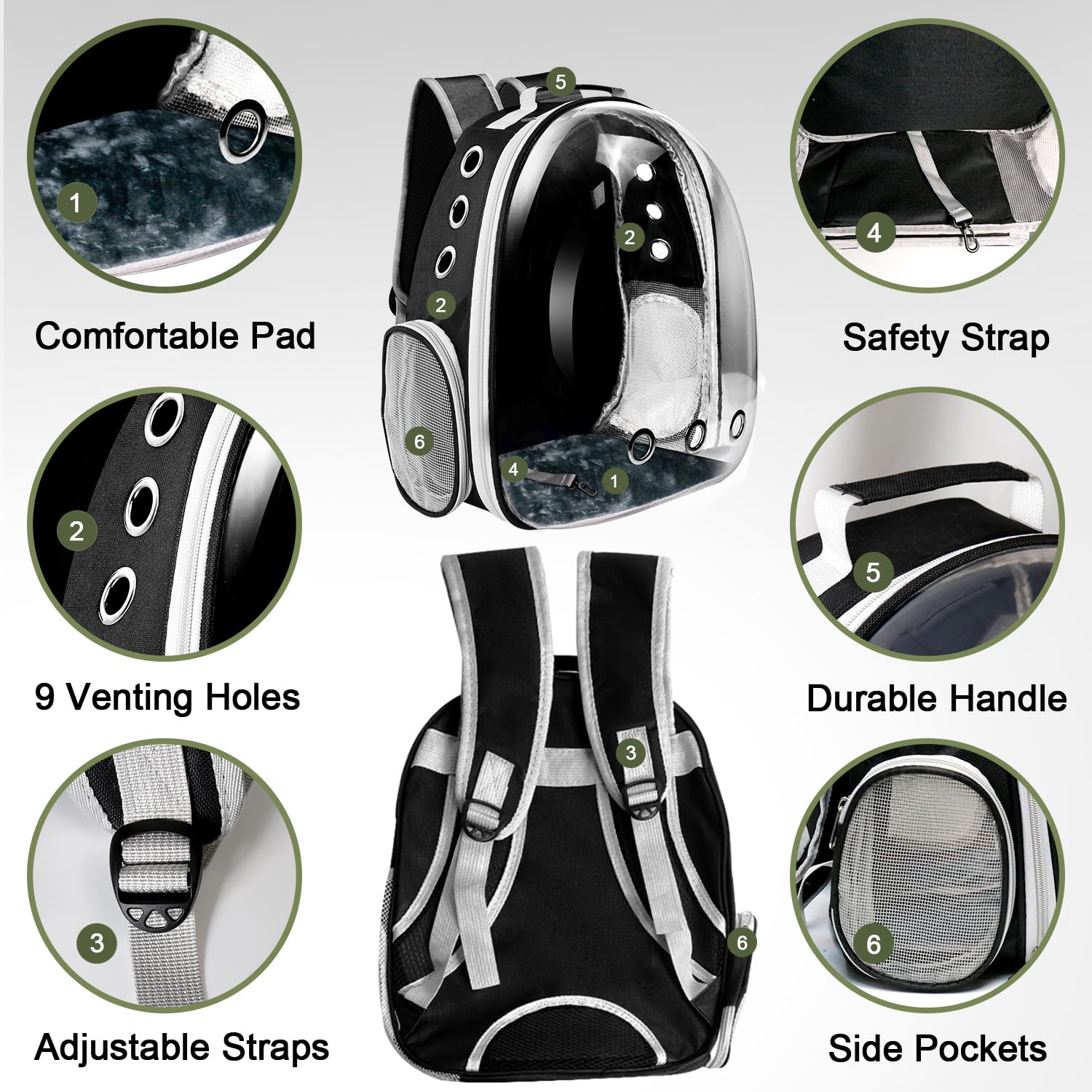 Ventilated Cat Backpack Carrier - Airline Approved Pet Travel Backpack for Small Dogs & Cats, Lightweight & Breathable Design for Hiking, Camping, Outdoor Adventures (Black) - Perfect for Travel, Vet Visits & Daily Commutes