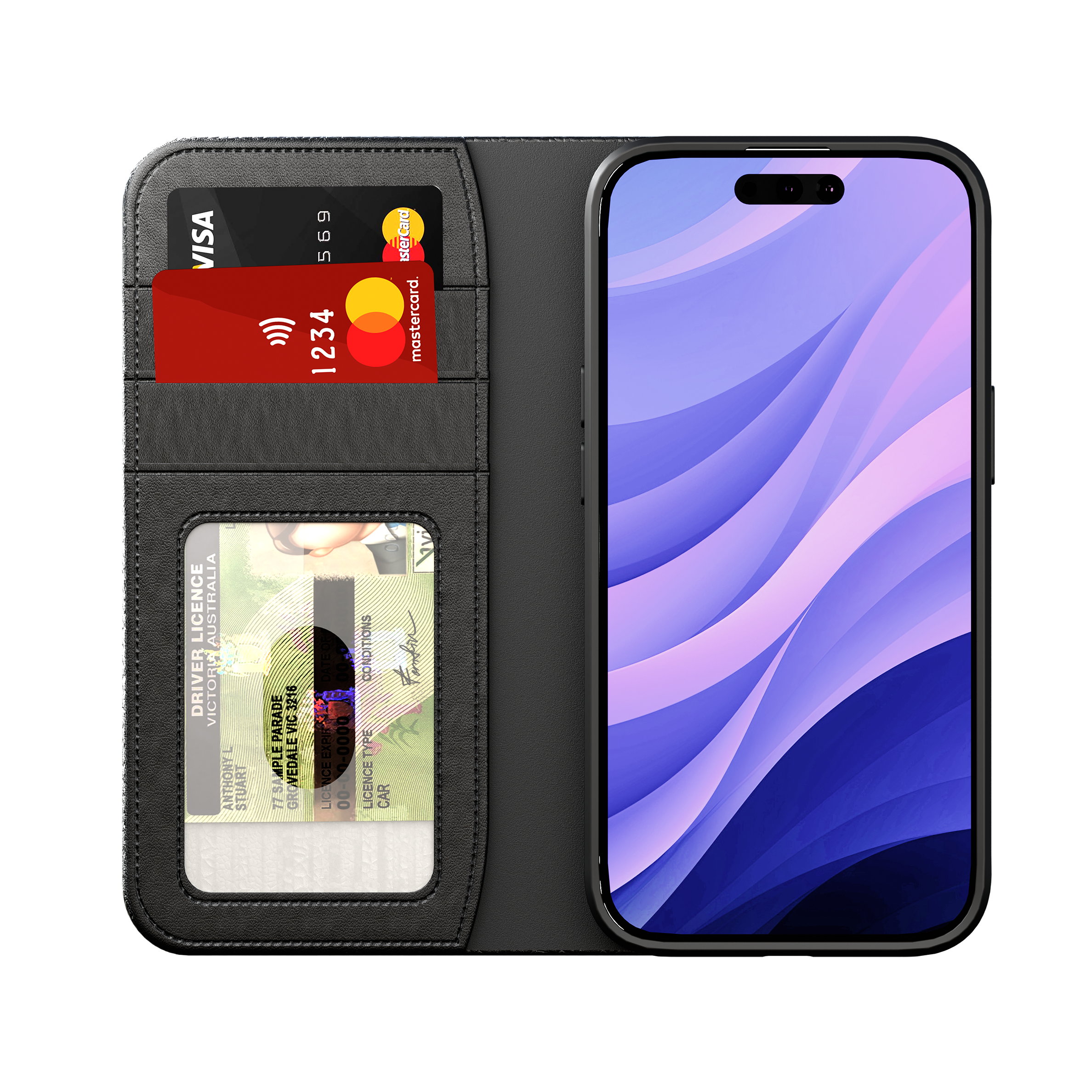 Premium Leather Wallet Case for iPhone 16 - Slim RFID Blocking Phone Cover with Card Slots | Perfect for Everyday Use, Travel & Business Meetings