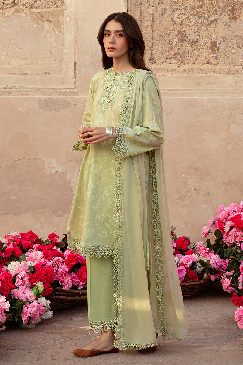 Misted Green 3-Piece Lawn Printed Suit for Women - Lightweight Summer Outfit for Weddings, Parties & Casual Wear