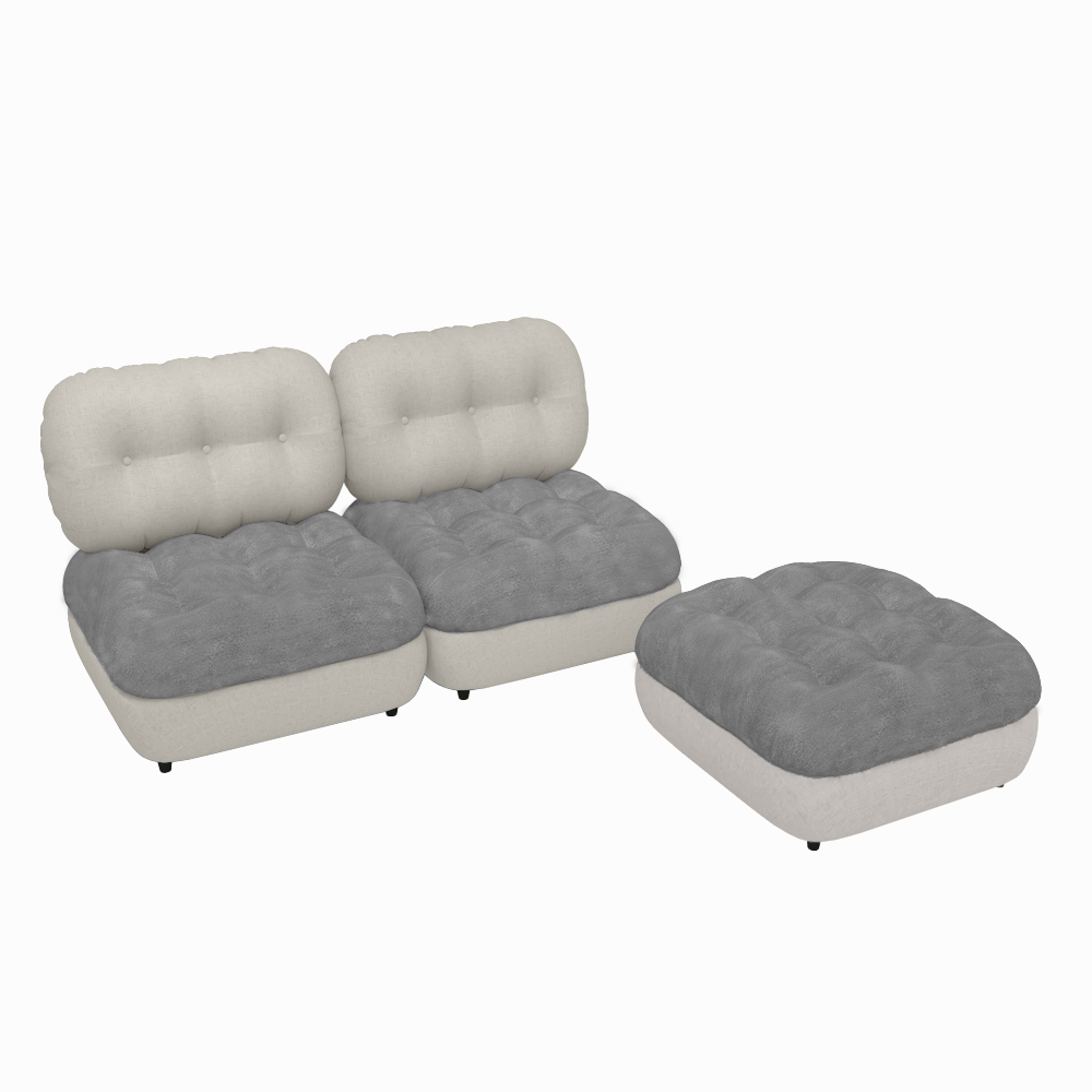 Modern Marlow 2-Seater Sectional Sofa with Ottoman - Comfortable Small Space Living Room Furniture for Apartments & Cozy Homes