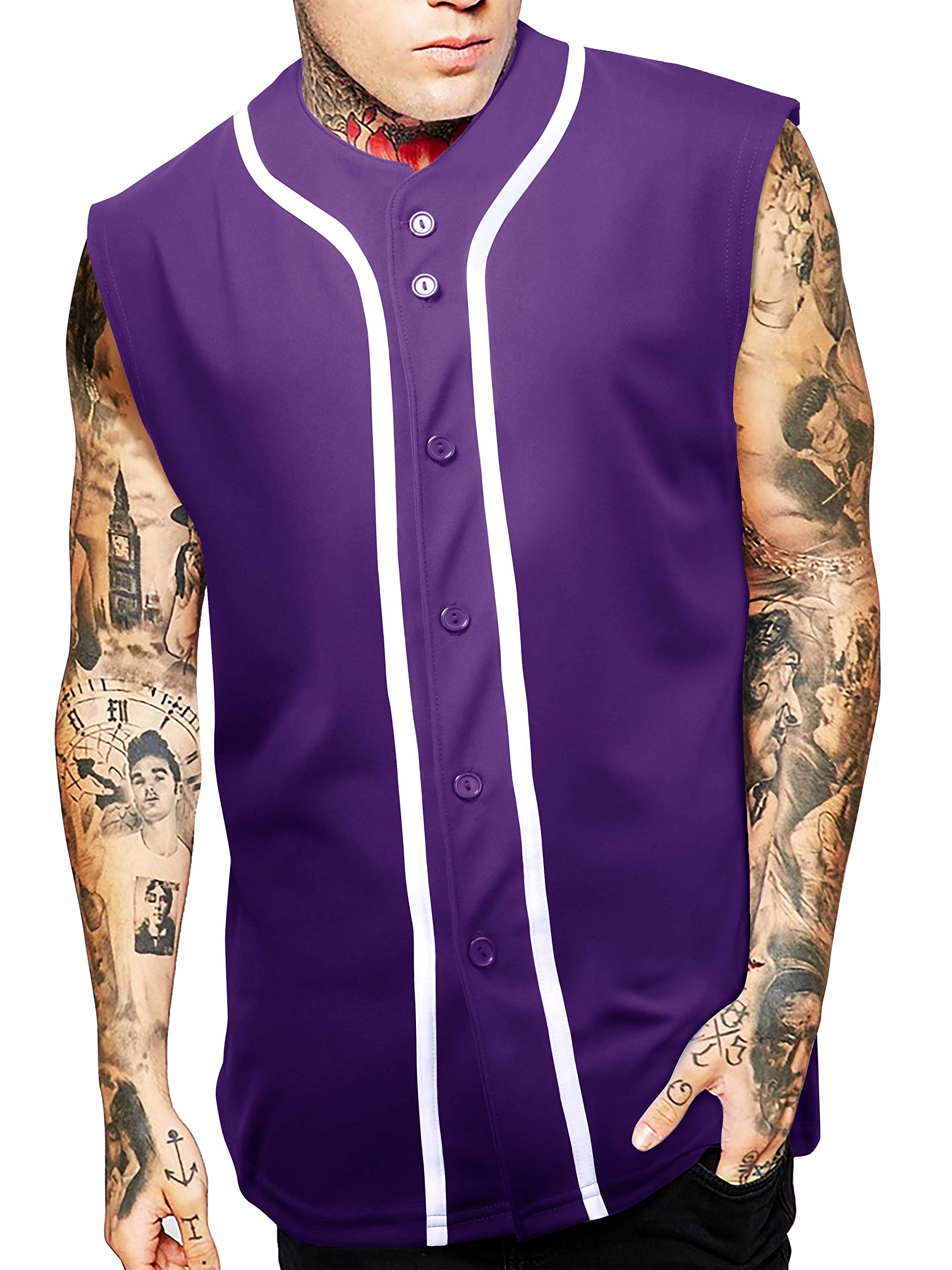Men's Button Down Sleeveless Baseball Jersey - Breathable Softball Tank Top for Men - Perfect for Baseball Games, Casual Wear & Summer Outfits