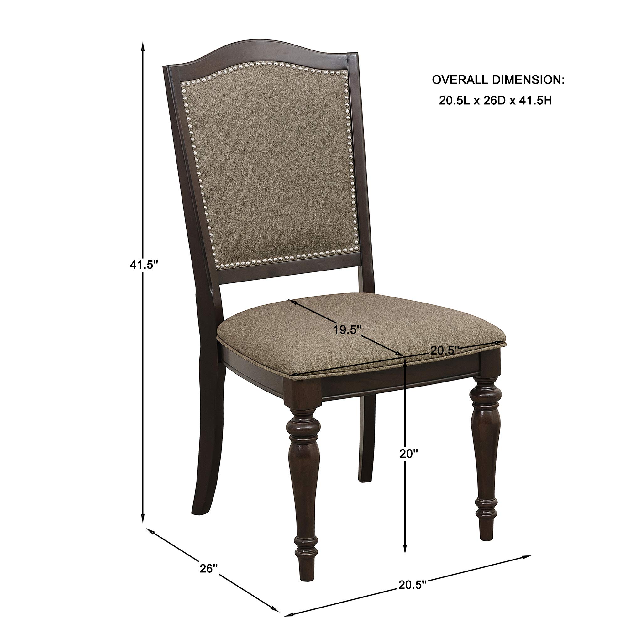 Homelegance Marston Elegant Dining Chairs Set of 2 - Cherry Finish with Serpentine Back & Nailhead Trim | Perfect for Formal Dining Rooms & Kitchen Breakfast Nooks