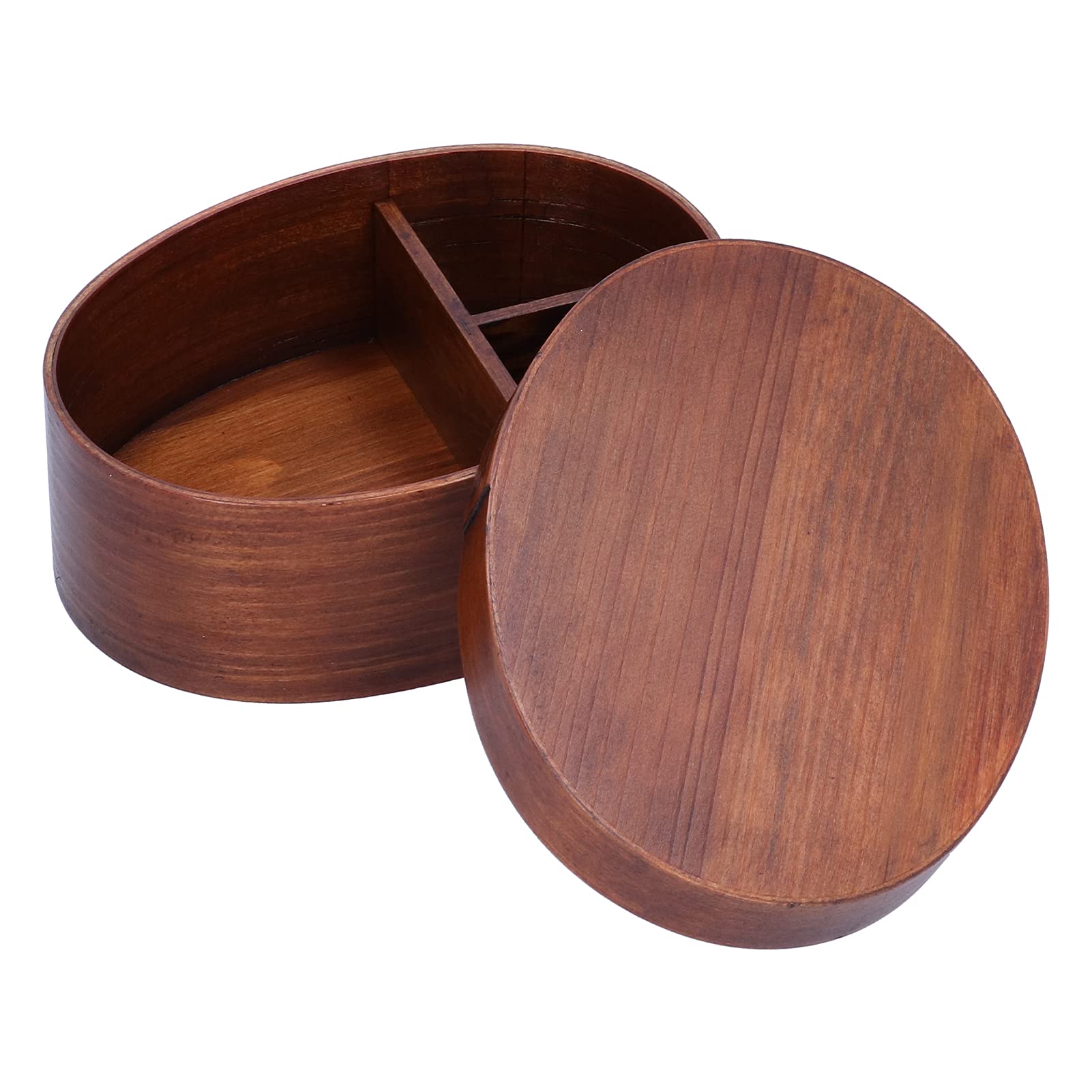 Premium Wooden Bento Box - Oval Sushi Lunch Container for Adults | Eco-Friendly Food Storage | Ideal for Office, School & Picnic | Durable Lunch Box for Students & Professionals