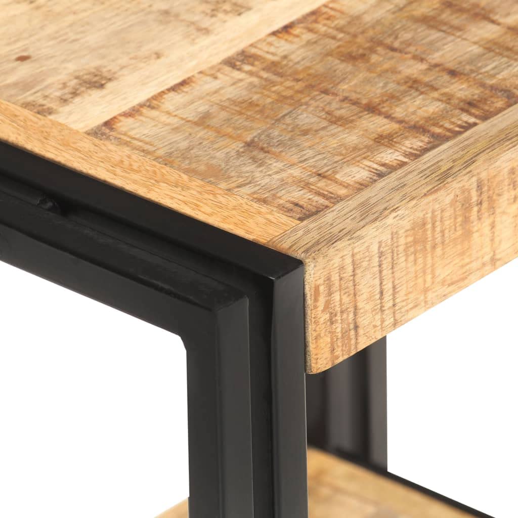 Rustic Mango Wood Side Table 15.7x11.8x15.7 Inches - Coffee Table, Sofa End Table with Removable Tray for Living Room, Bedroom, Study & Office - Perfect for Snacks, Books & Home Decor