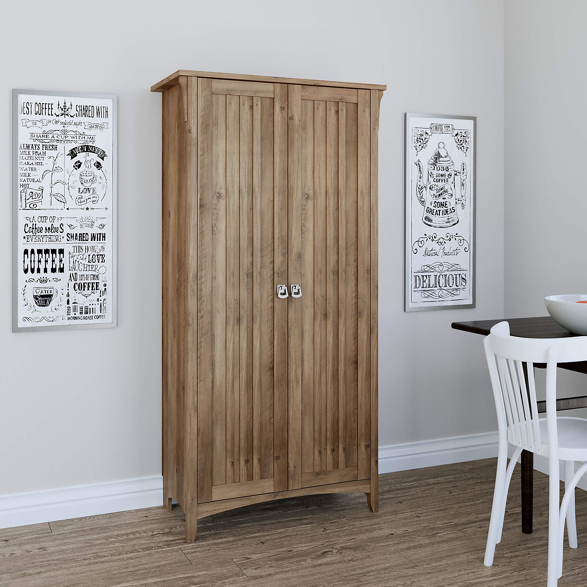 Bush Furniture Salinas Kitchen Pantry Cabinet with Doors - Stylish Storage for Dishes, Food & Kitchen Essentials | Perfect for Small Spaces & Organization